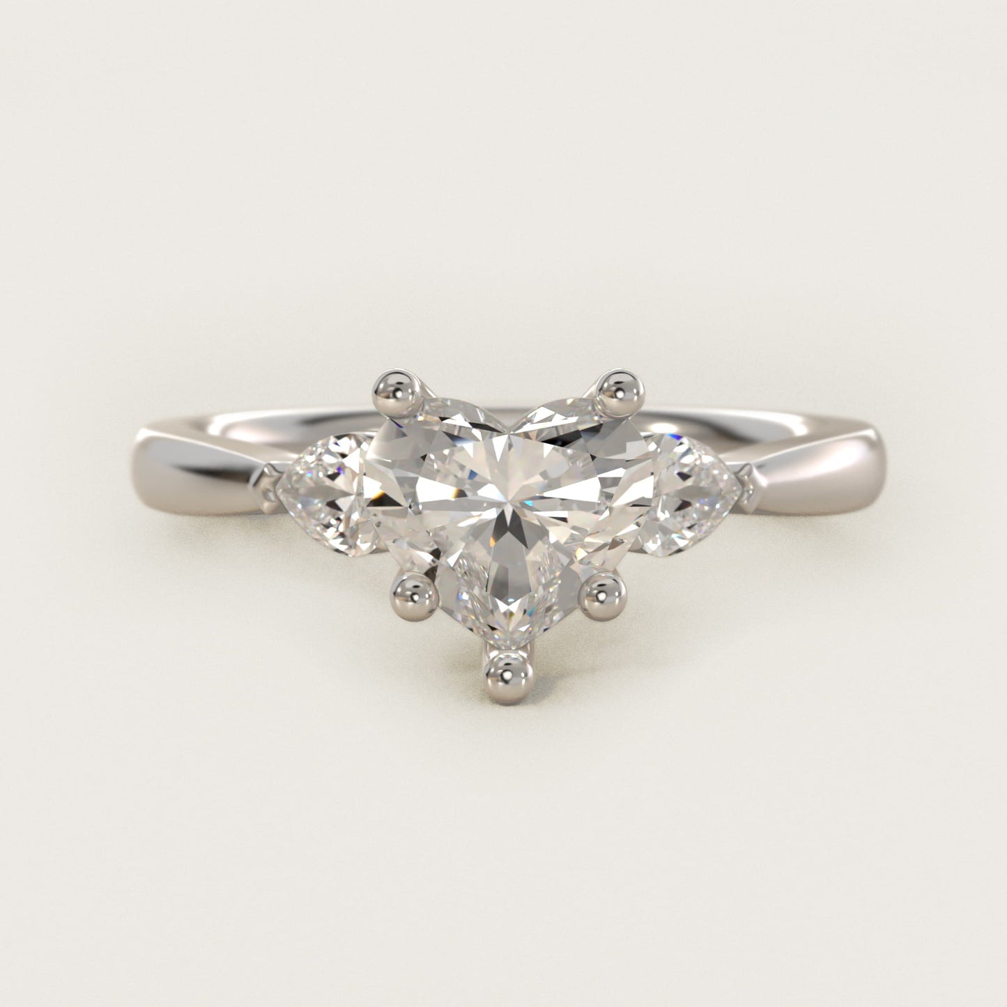 Pear Sidestone Diamond Engagement Ring in Platinum (1/4 ct. tw.) - Heart Center