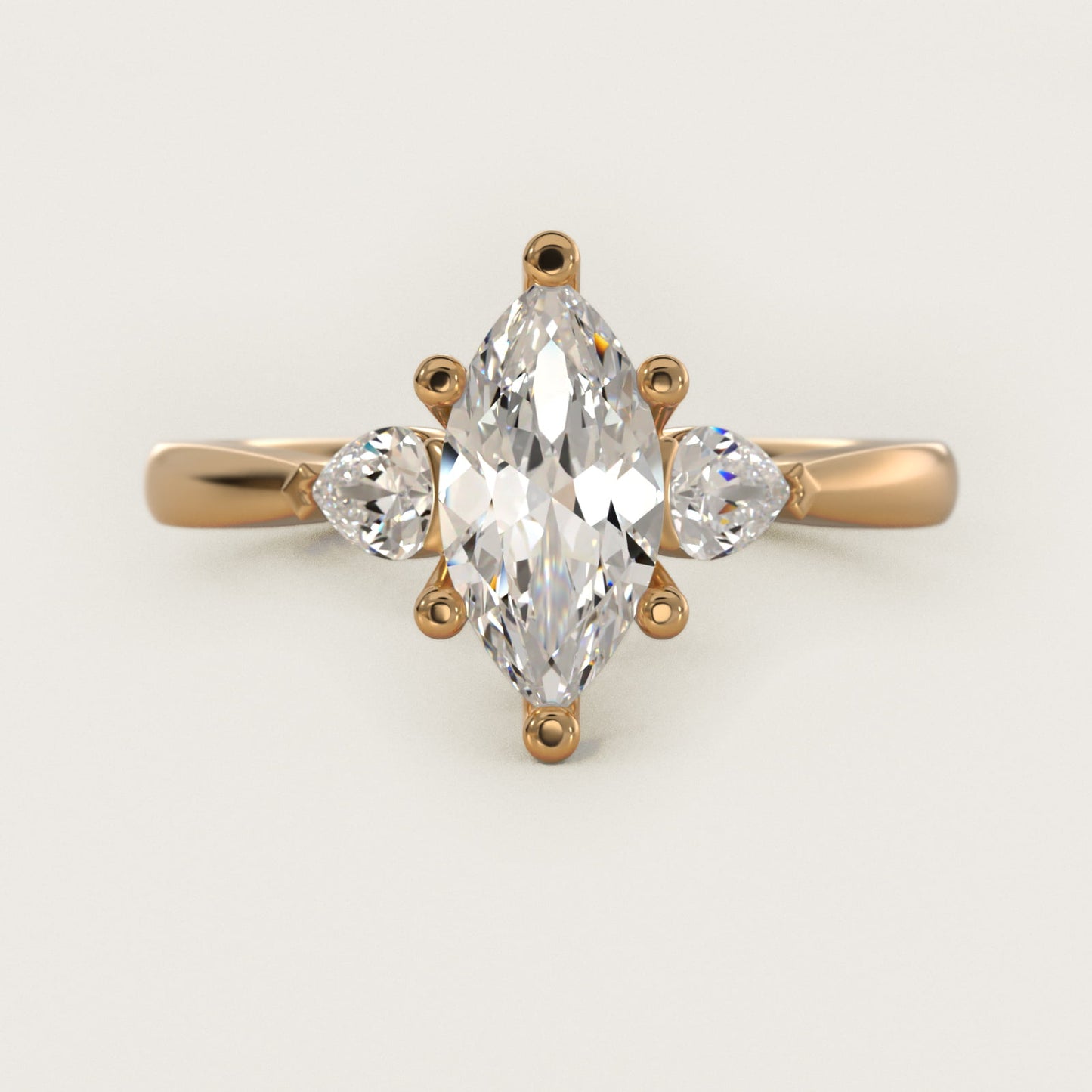 Pear Sidestone Diamond Engagement Ring in 18k Yellow Gold (1/4 ct. tw.) - Marquise Center