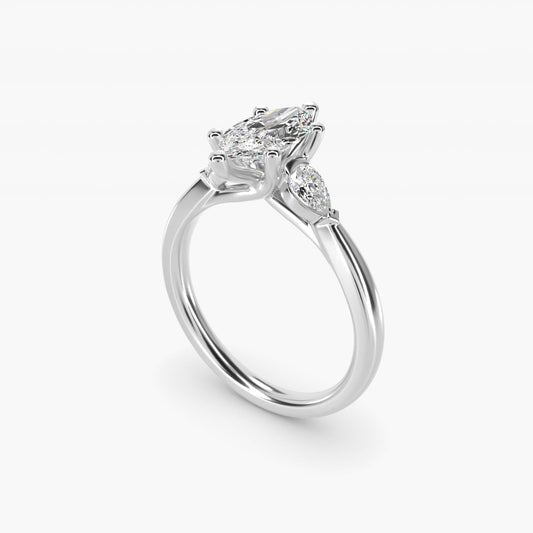 Pear Sidestone Diamond Engagement Ring in Platinum (1/4 ct. tw.) - Marquise Center
