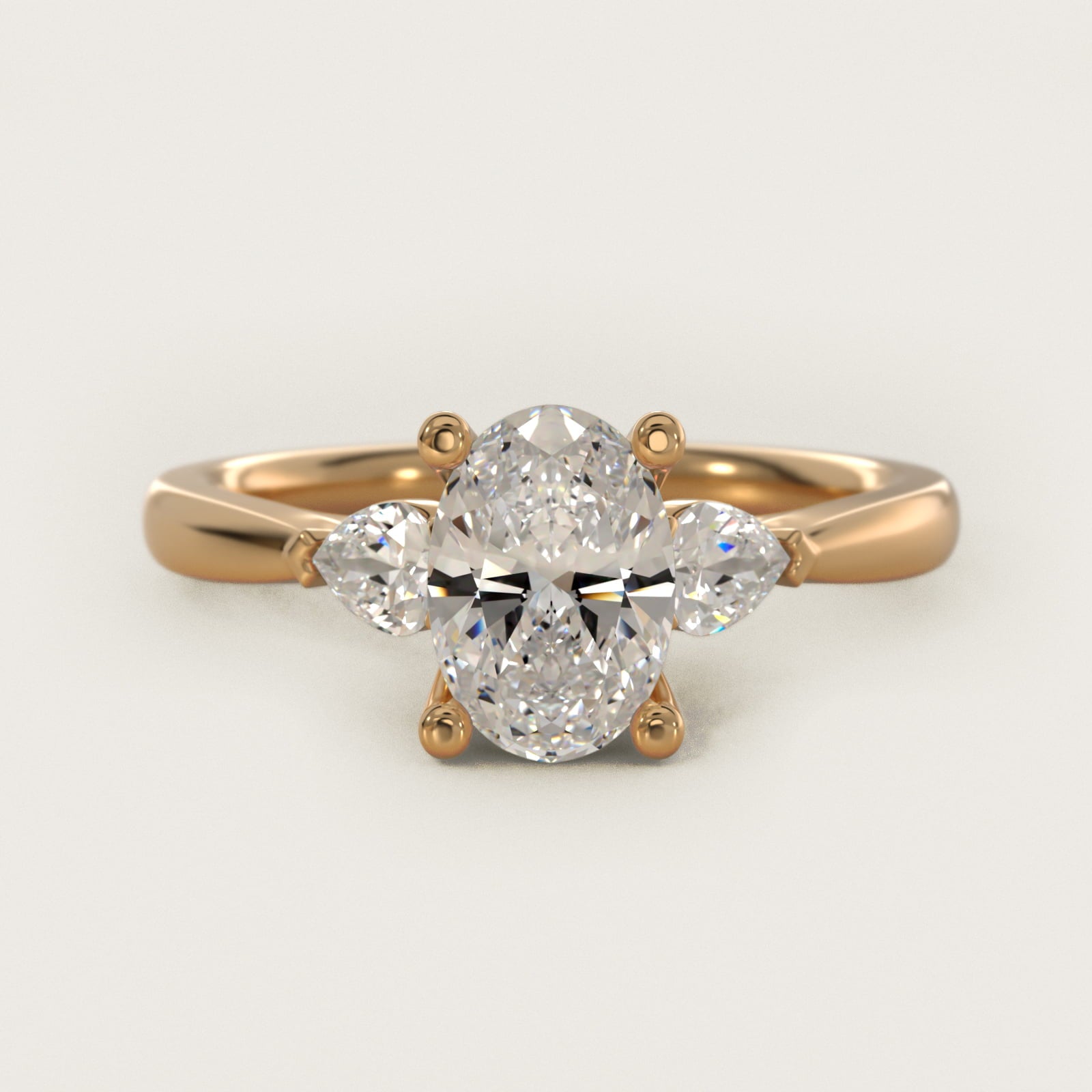 Pear Sidestone Diamond Engagement Ring in 14k Yellow Gold (1/4 ct. tw.) - Oval Center