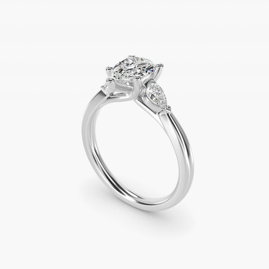 Pear Sidestone Diamond Engagement Ring in 14k White Gold (1/4 ct. tw.) - Pear Center