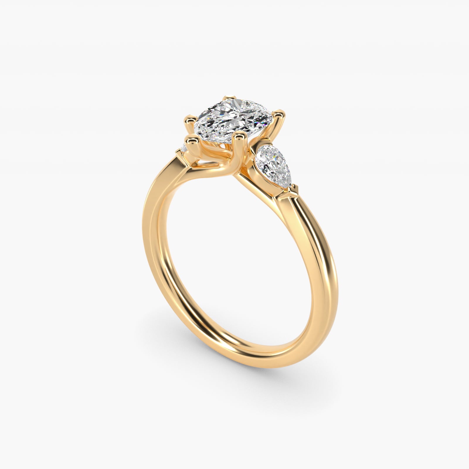 Pear Sidestone Diamond Engagement Ring in 14k Yellow Gold (1/4 ct. tw.) - Pear Center