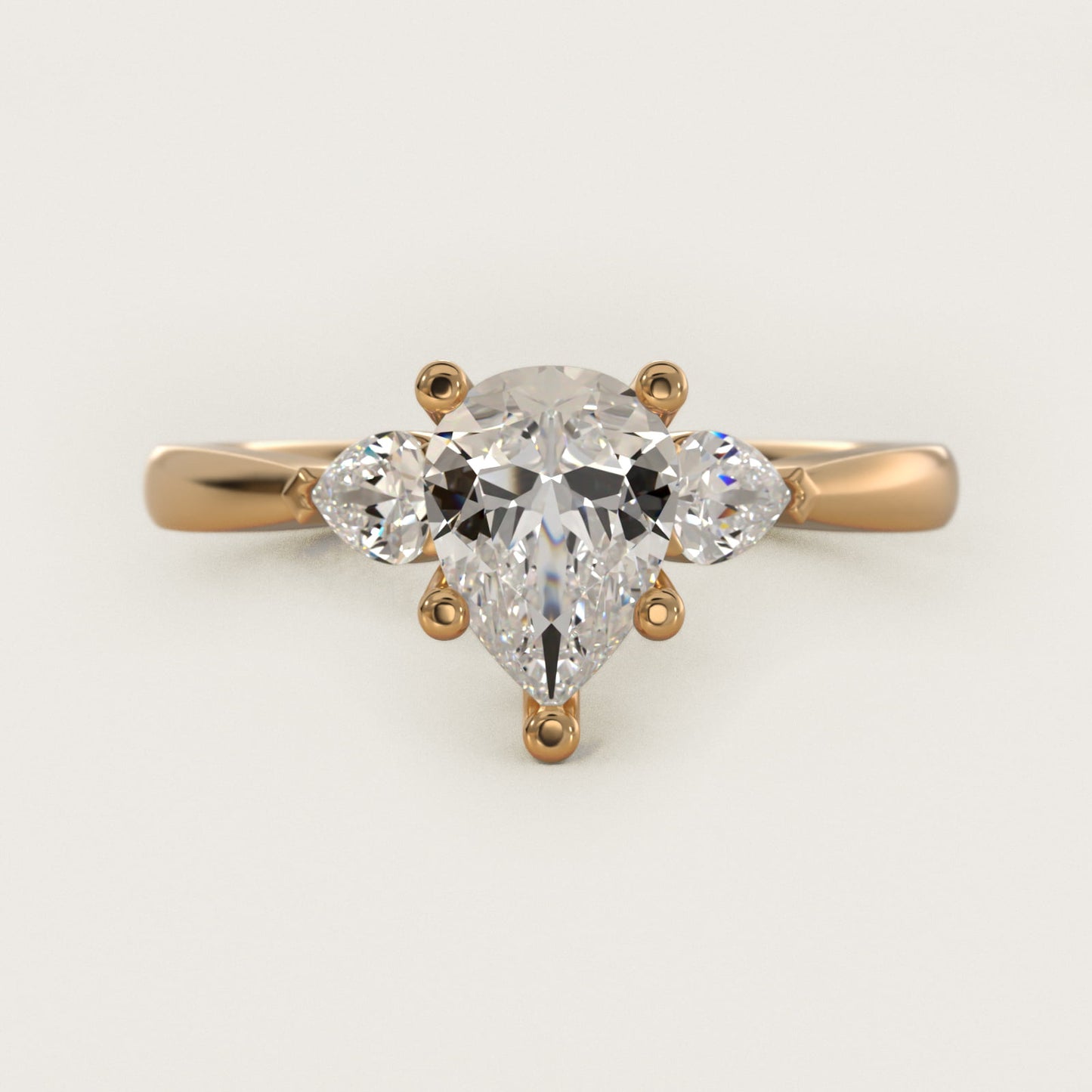 Pear Sidestone Diamond Engagement Ring in 18k Yellow Gold (1/4 ct. tw.) - Pear Center