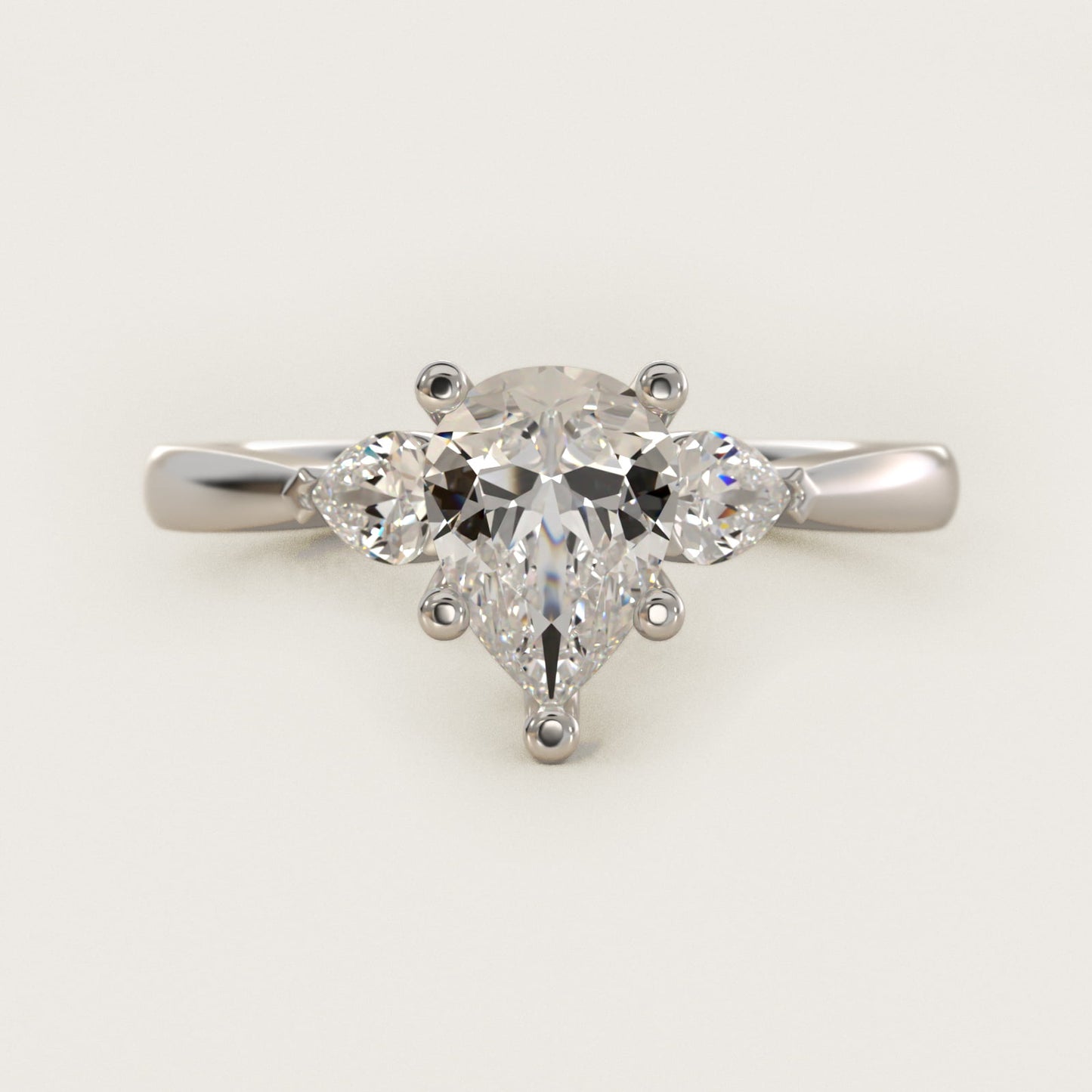 Pear Sidestone Diamond Engagement Ring in Platinum (1/4 ct. tw.) - Pear Center