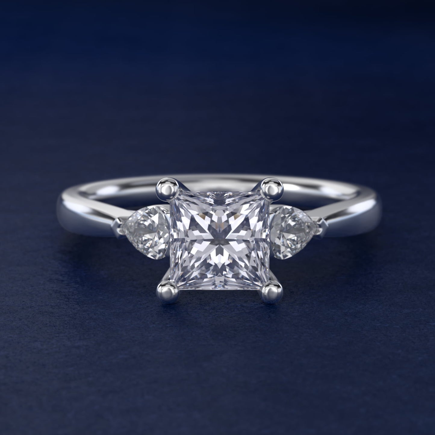 Pear Sidestone Diamond Engagement Ring in 14k White Gold (1/4 ct. tw.) - Princess Center