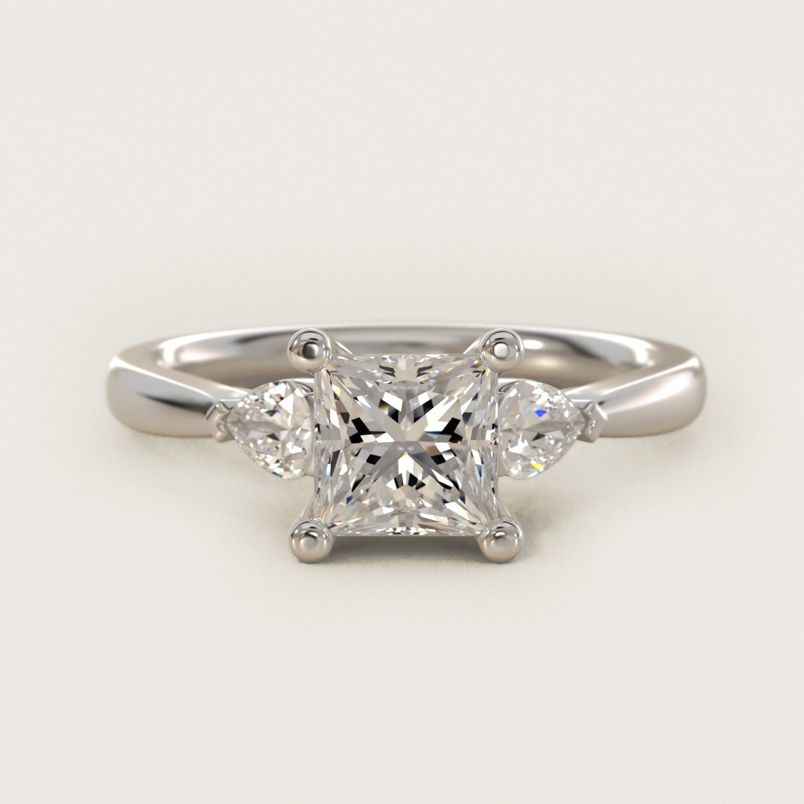 Pear Sidestone Diamond Engagement Ring in 14k White Gold (1/4 ct. tw.) - Princess Center