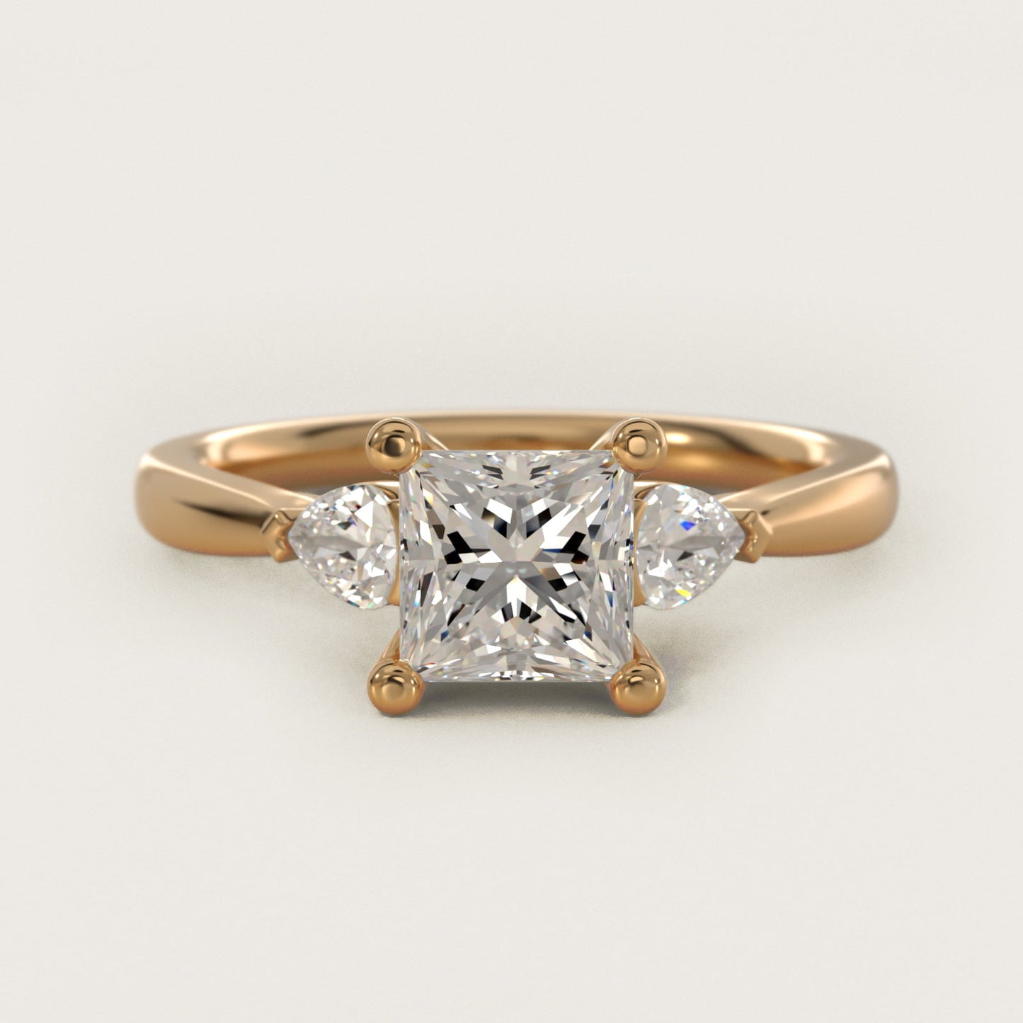 Pear Sidestone Diamond Engagement Ring in 14k Yellow Gold (1/4 ct. tw.) - Princess Center
