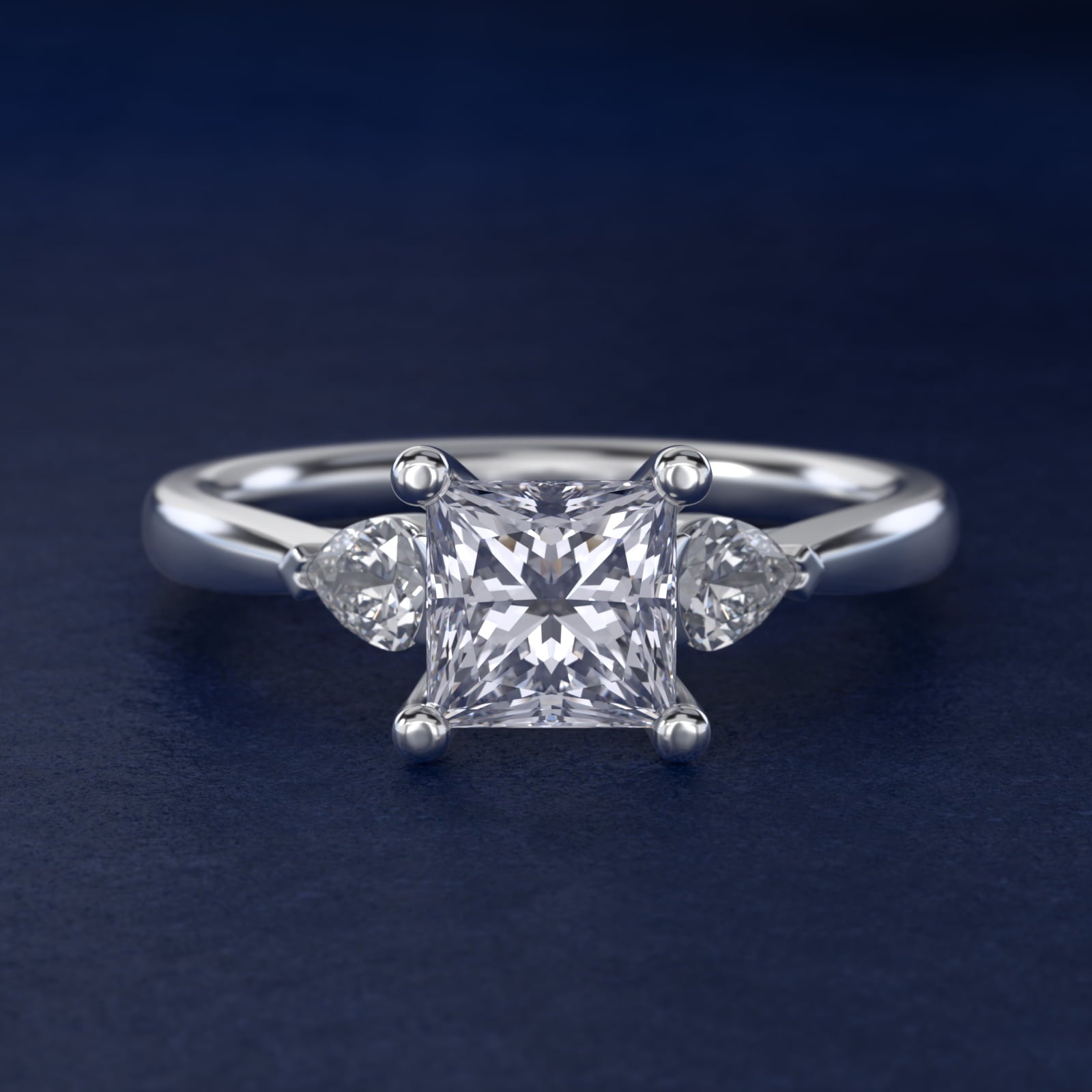 Pear Sidestone Diamond Engagement Ring in Platinum (1/4 ct. tw.) - Princess Center