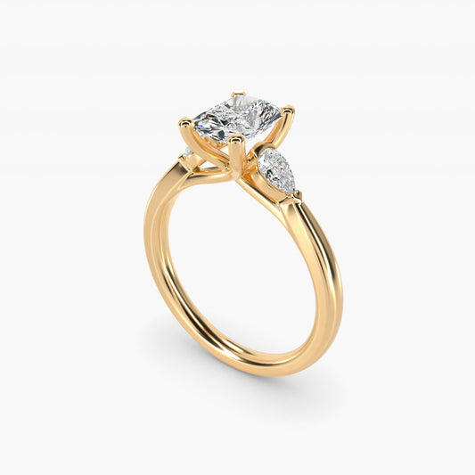 Pear Sidestone Diamond Engagement Ring in 14k Yellow Gold (1/4 ct. tw.) - Radiant Center