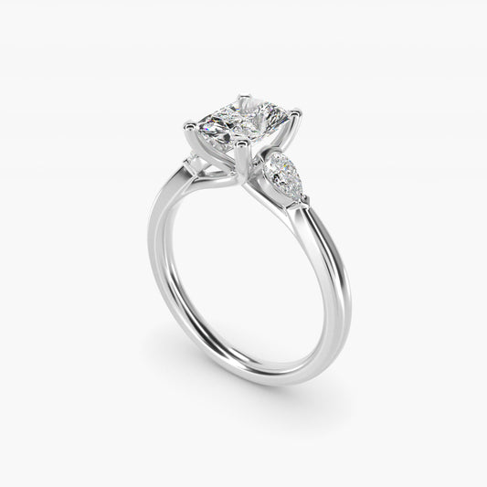Pear Sidestone Diamond Engagement Ring in Platinum (1/4 ct. tw.) - Radiant Center