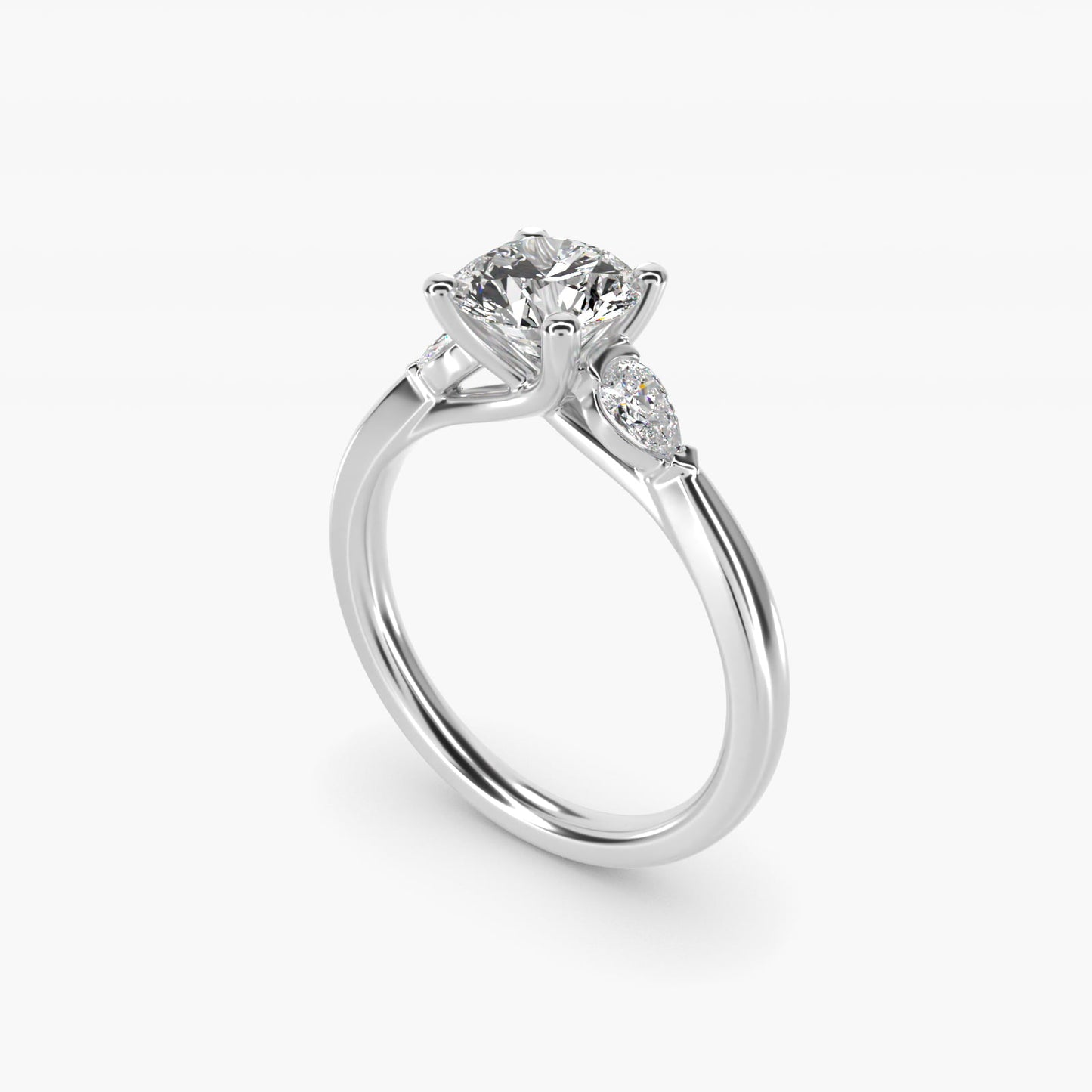 Pear Sidestone Diamond Engagement Ring in Platinum (1/4 ct. tw.) - Round Center