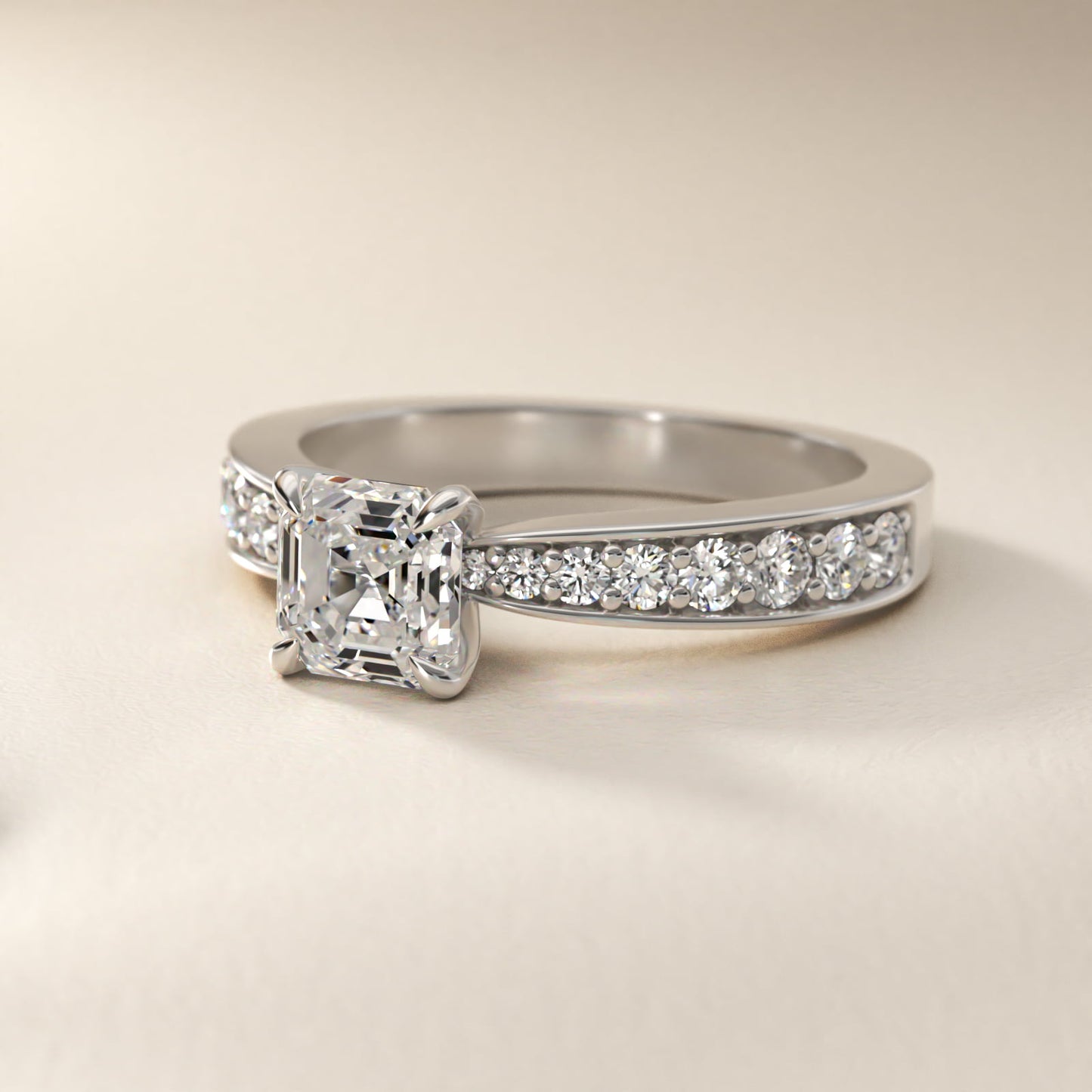 Perfect PavŽ Diamond Engagement Ring In 18k White Gold By James Allen - Asscher Center