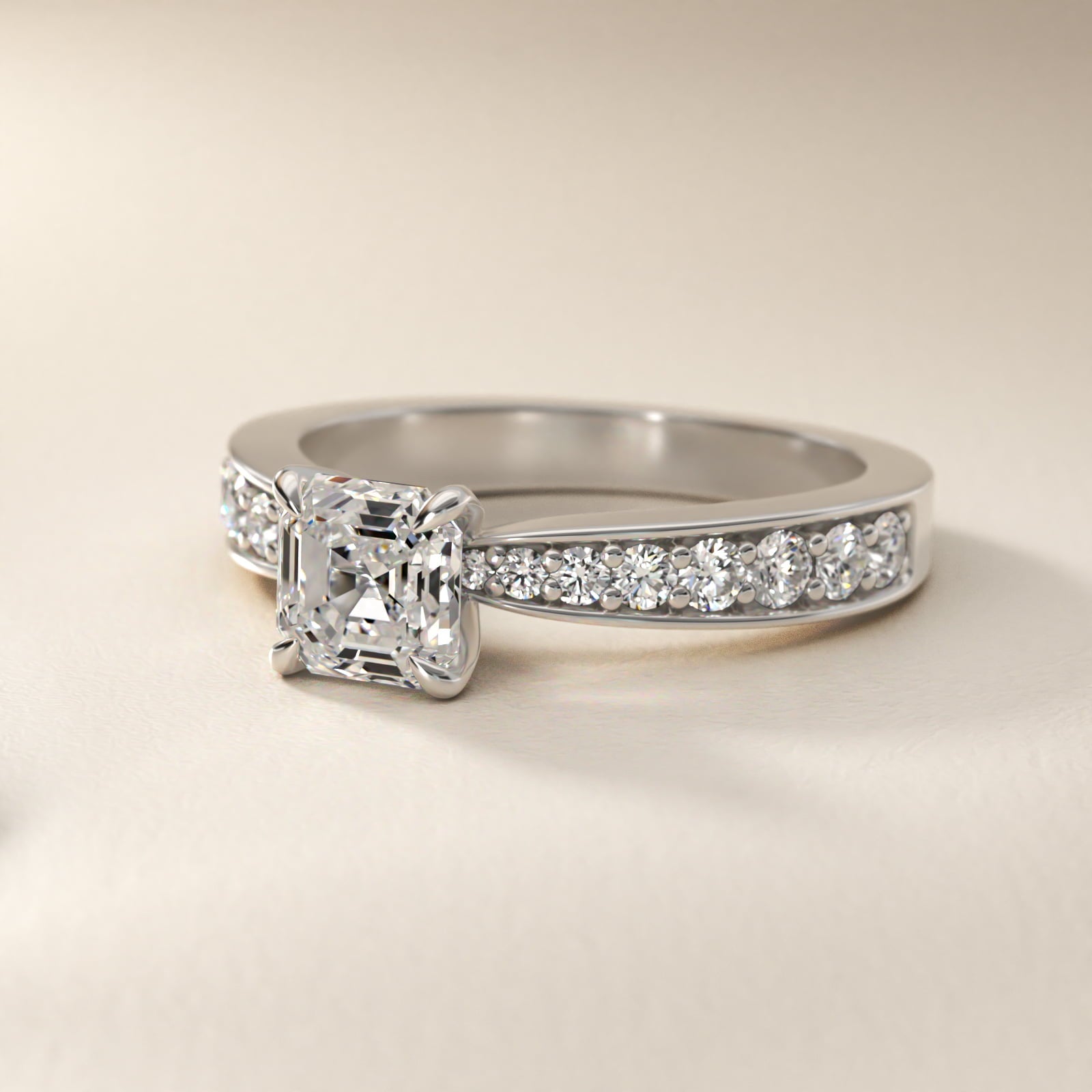 Perfect PavŽ Diamond Engagement Ring In 18k White Gold By James Allen - Asscher Center