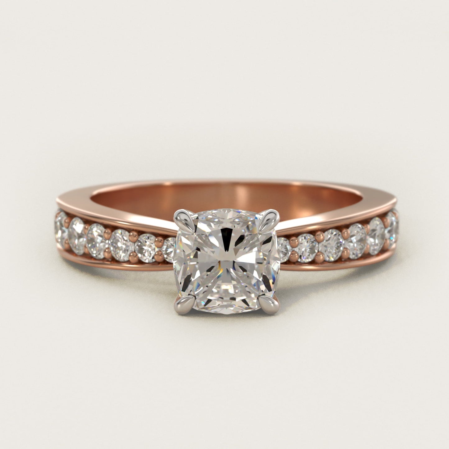 Perfect PavŽ Diamond Engagement Ring In 14K Rose Gold By James Allen - Cushion Center