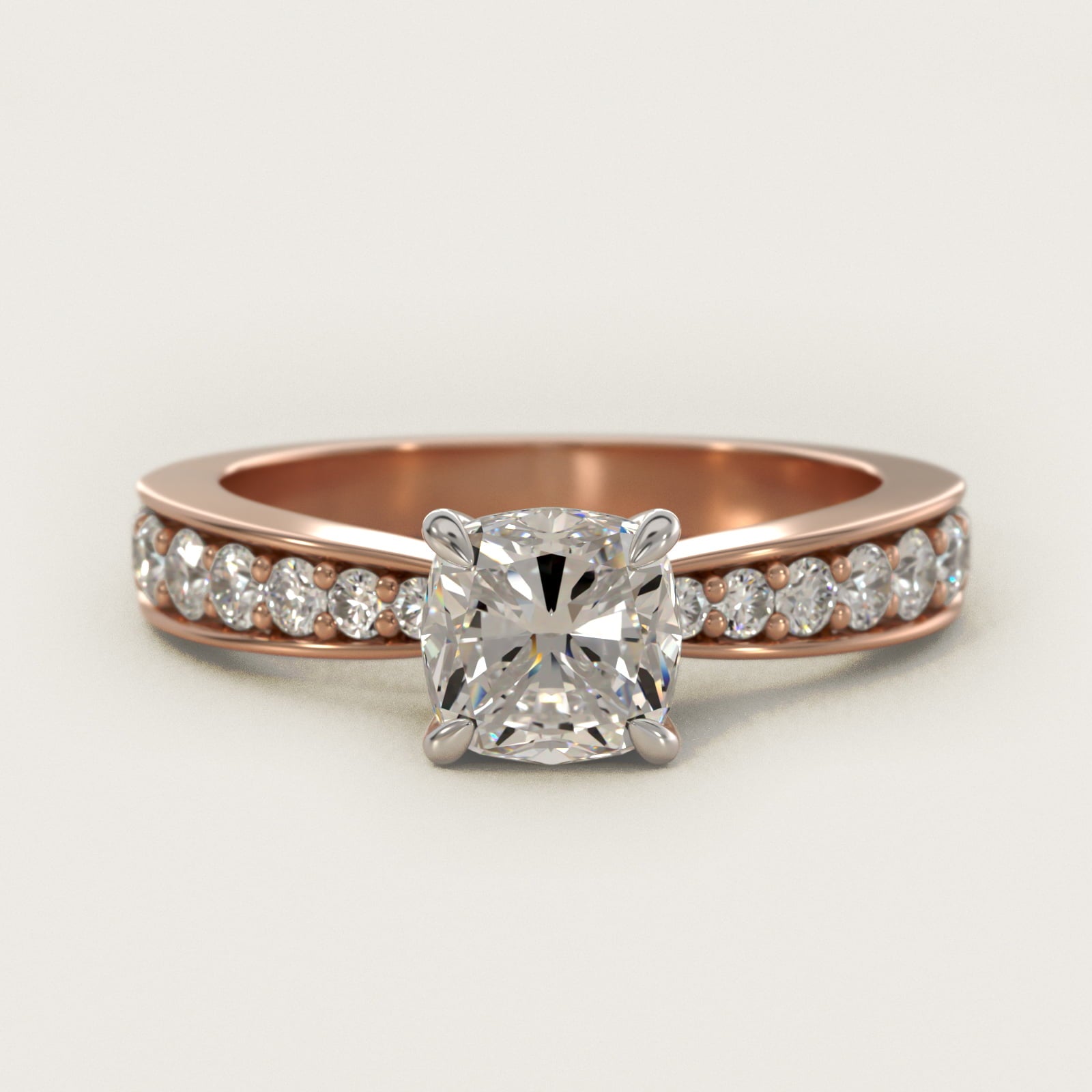 Perfect PavŽ Diamond Engagement Ring In 14K Rose Gold By James Allen - Cushion Center