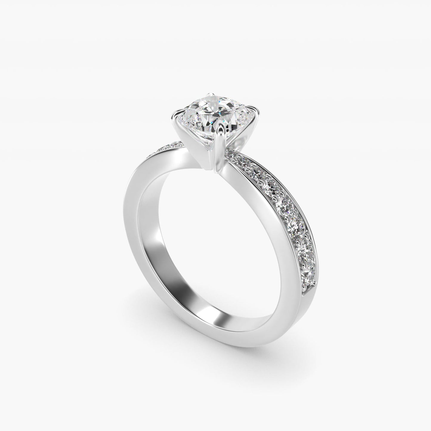 Perfect PavŽ Diamond Engagement Ring In 14K White Gold By James Allen - Cushion Center