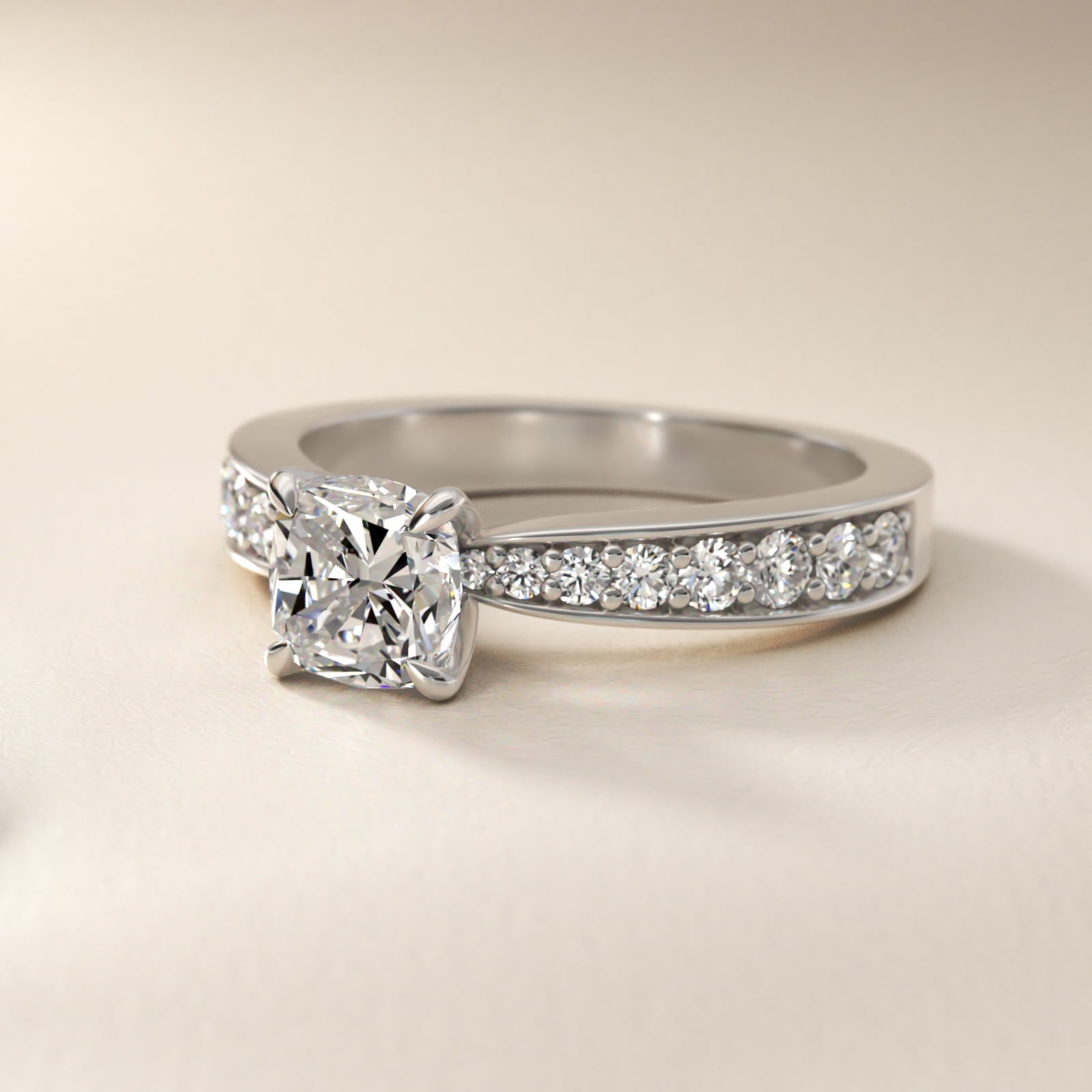 Perfect PavŽ Diamond Engagement Ring In 14K White Gold By James Allen - Cushion Center