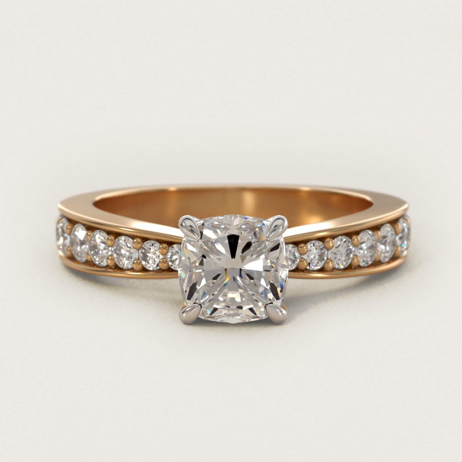 Perfect PavŽ Diamond Engagement Ring In 18k Yellow Gold By James Allen - Cushion Center