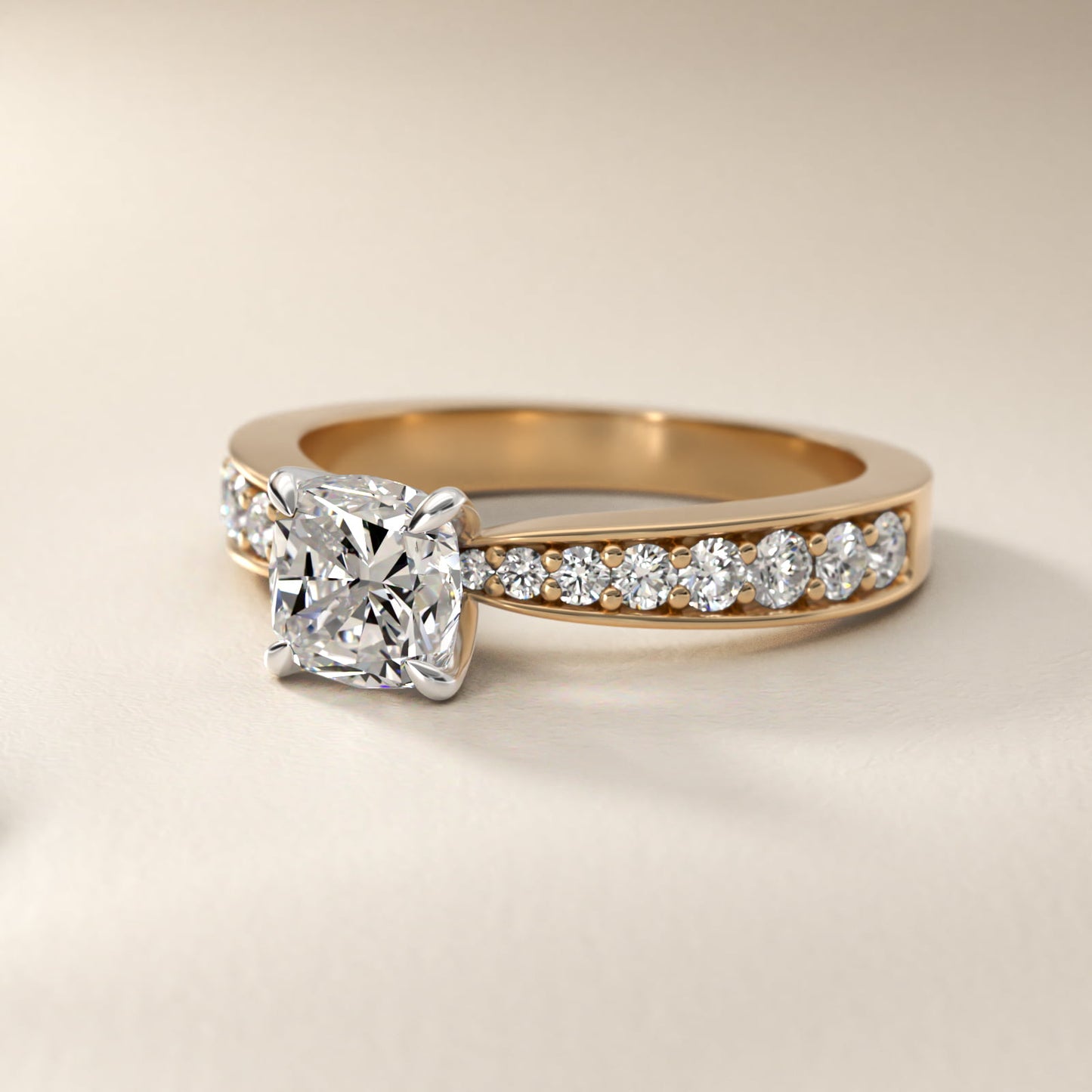 Perfect PavŽ Diamond Engagement Ring In 14K Yellow Gold By James Allen - Cushion Center