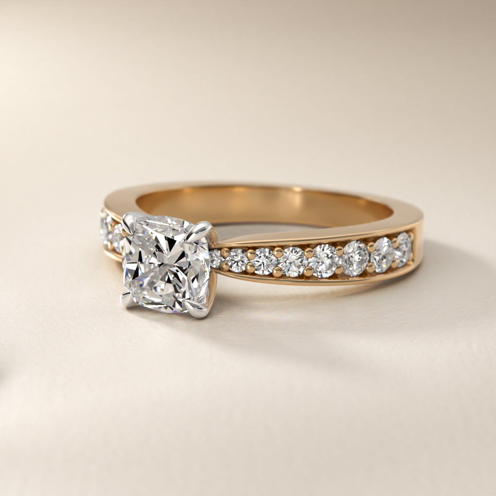 Perfect PavŽ Diamond Engagement Ring In 18k Yellow Gold By James Allen - Cushion Center
