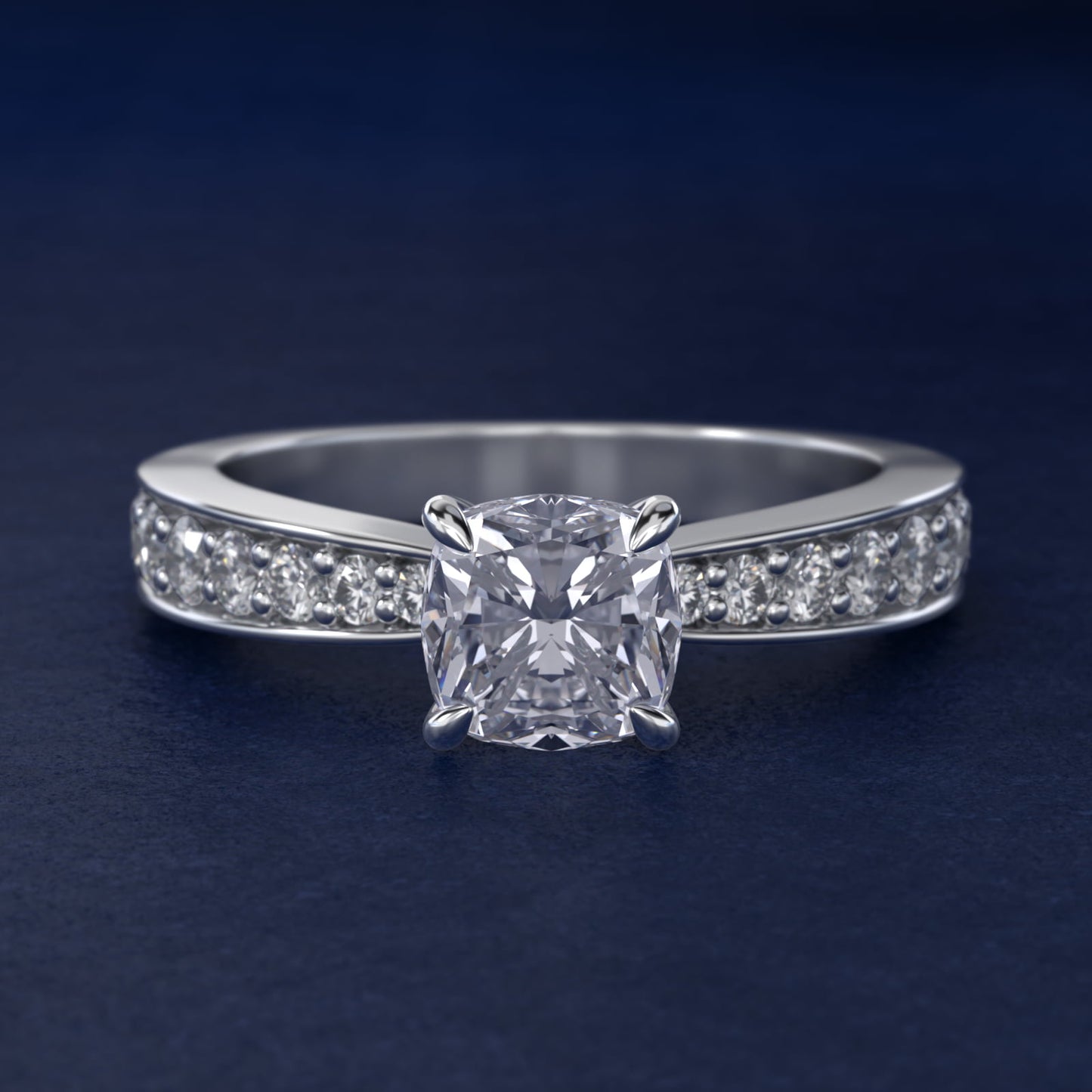 Perfect PavŽ Diamond Engagement Ring In Platinum By James Allen - Cushion Center