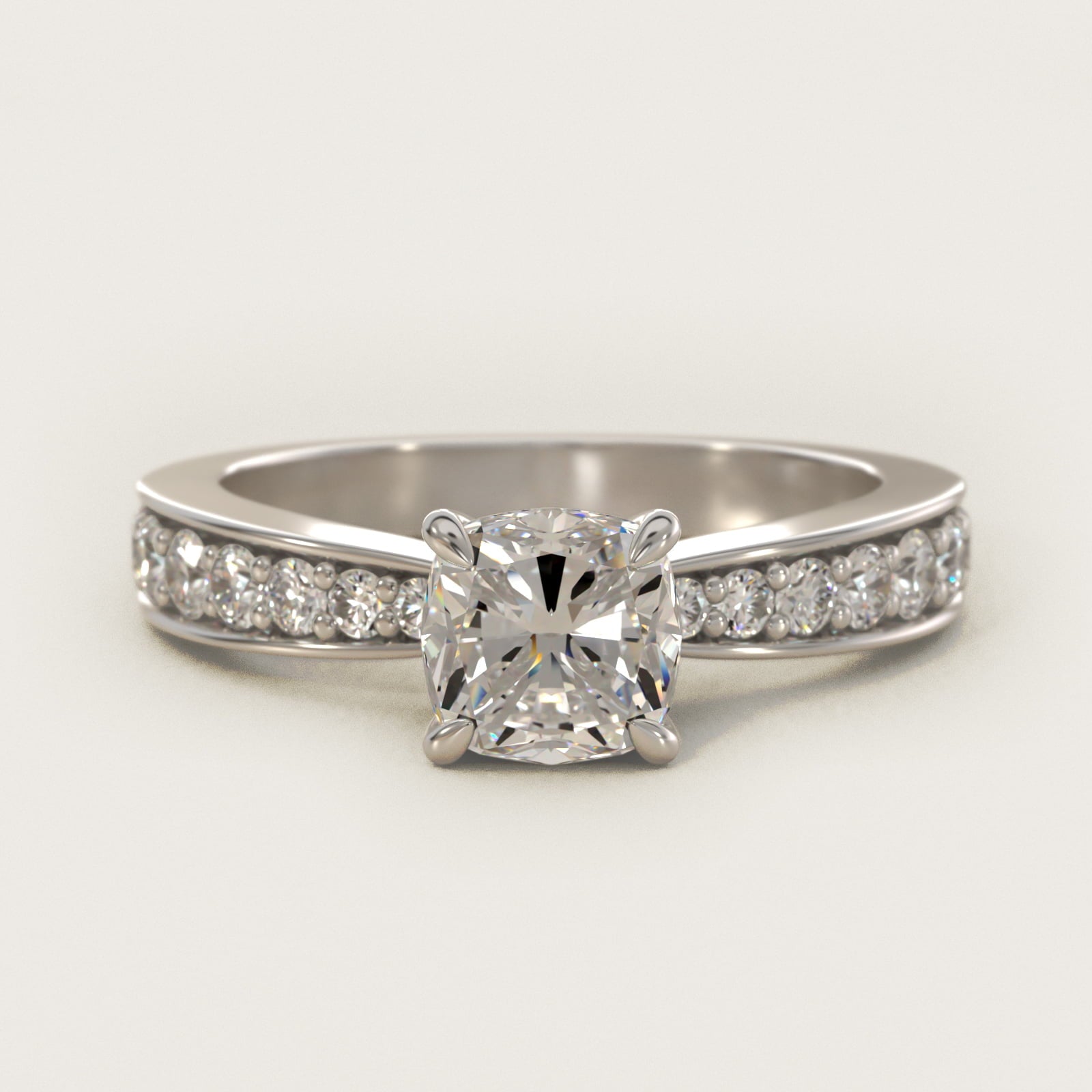 Perfect PavŽ Diamond Engagement Ring In Platinum By James Allen - Cushion Center