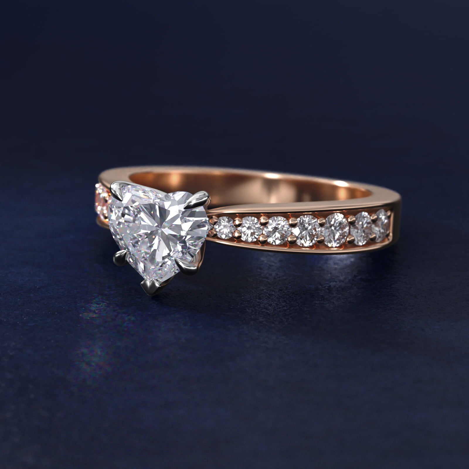 Perfect PavŽ Diamond Engagement Ring In 14K Rose Gold By James Allen - Heart Center