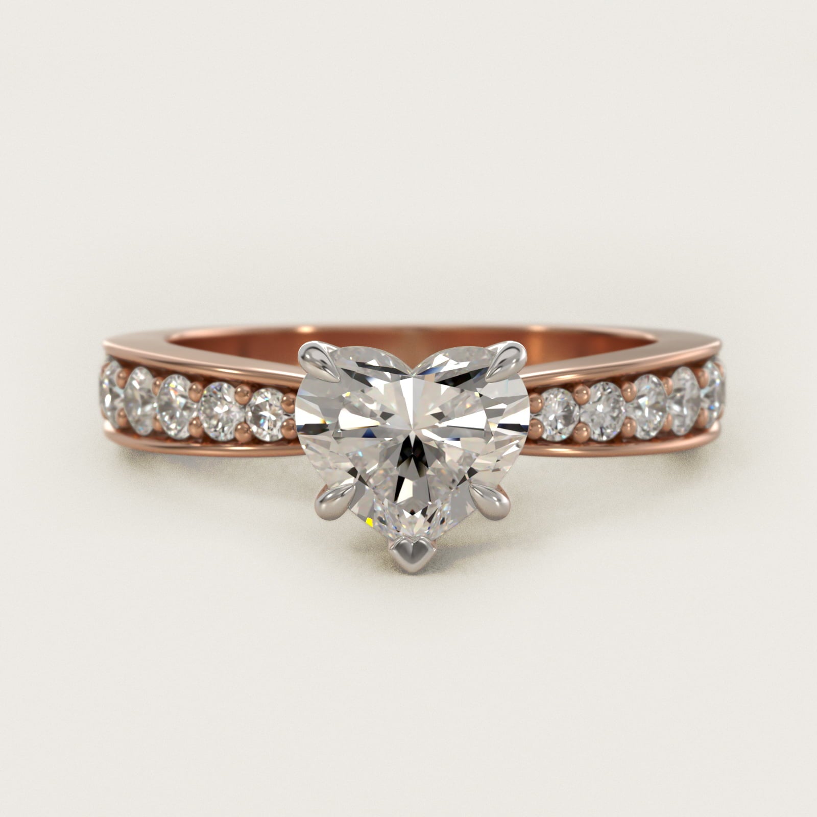 Perfect PavŽ Diamond Engagement Ring In 14K Rose Gold By James Allen - Heart Center