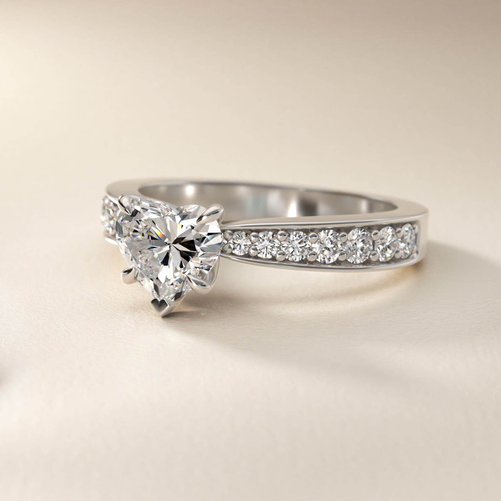 Perfect PavŽ Diamond Engagement Ring In 14K White Gold By James Allen - Heart Center