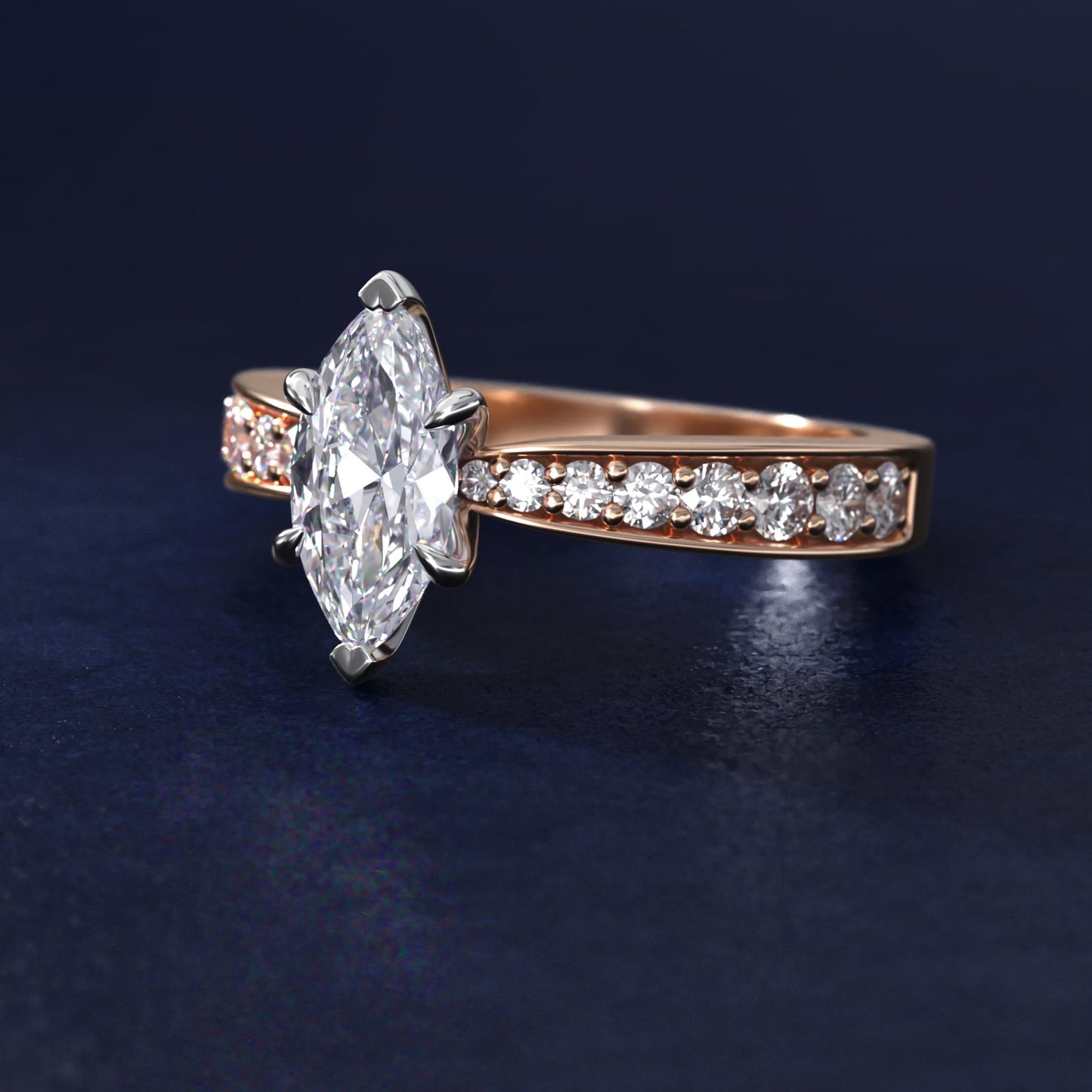 Perfect PavŽ Diamond Engagement Ring In 18k Rose Gold By James Allen - Marquise Center