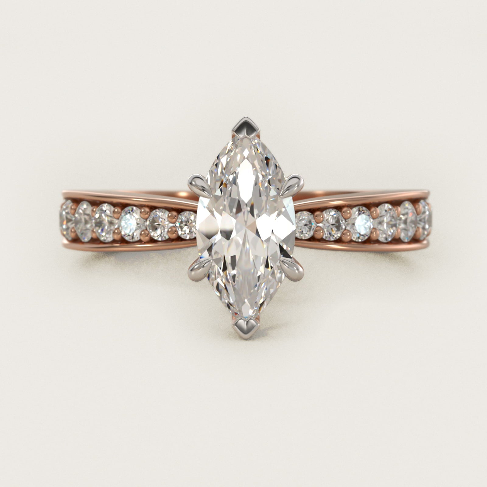 Perfect PavŽ Diamond Engagement Ring In 14K Rose Gold By James Allen - Marquise Center