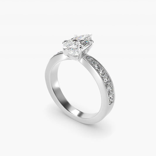 Perfect PavŽ Diamond Engagement Ring In 18k White Gold By James Allen - Marquise Center