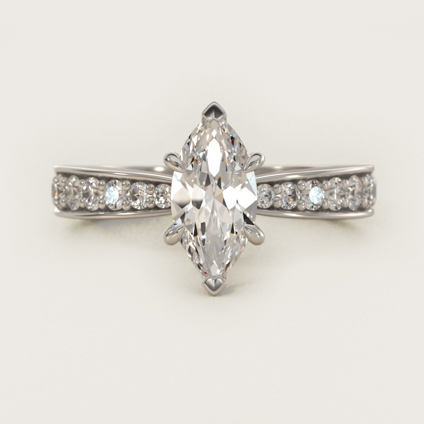 Perfect PavŽ Diamond Engagement Ring In 14K White Gold By James Allen - Marquise Center
