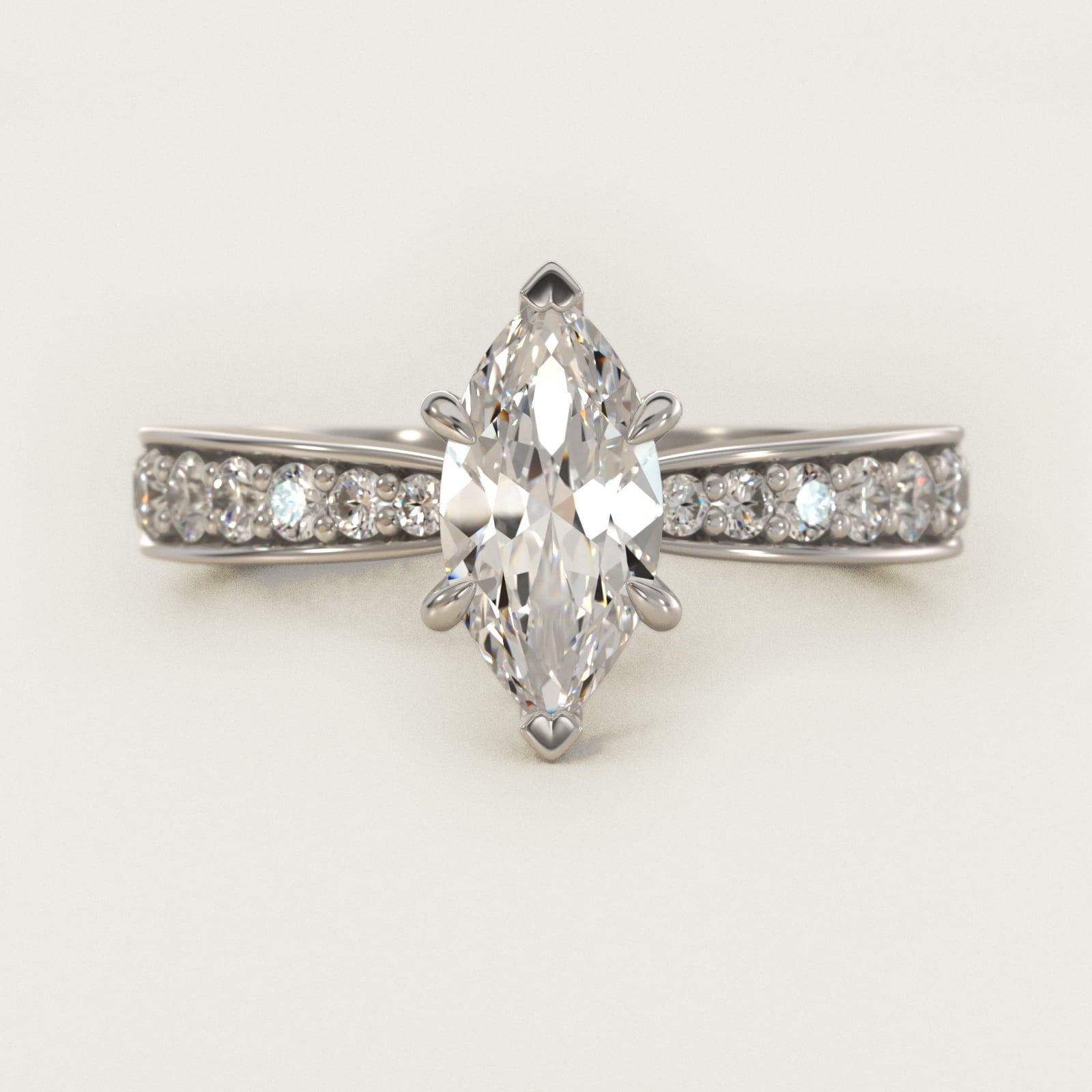 Perfect PavŽ Diamond Engagement Ring In 14K White Gold By James Allen - Marquise Center