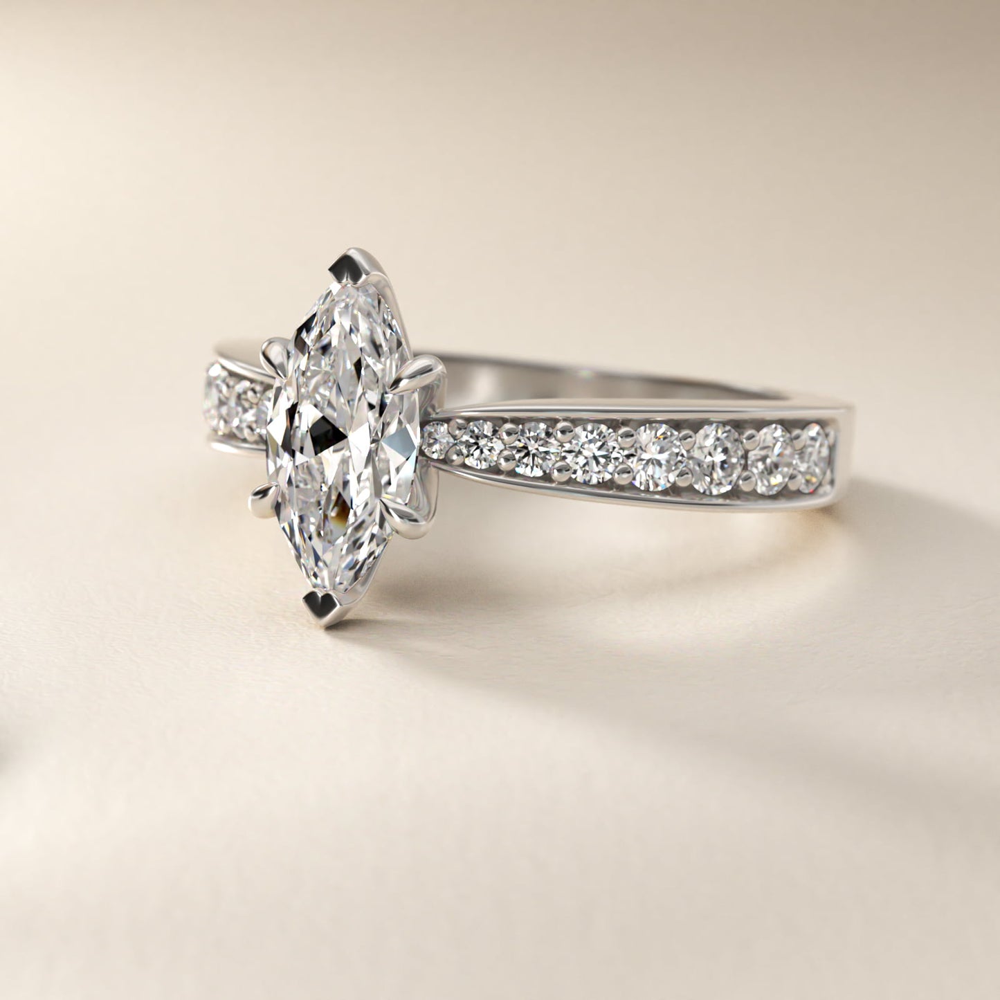 Perfect PavŽ Diamond Engagement Ring In 14K White Gold By James Allen - Marquise Center
