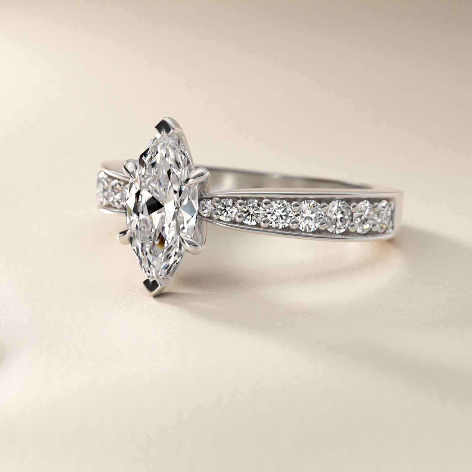 Perfect PavŽ Diamond Engagement Ring In 18k White Gold By James Allen - Marquise Center