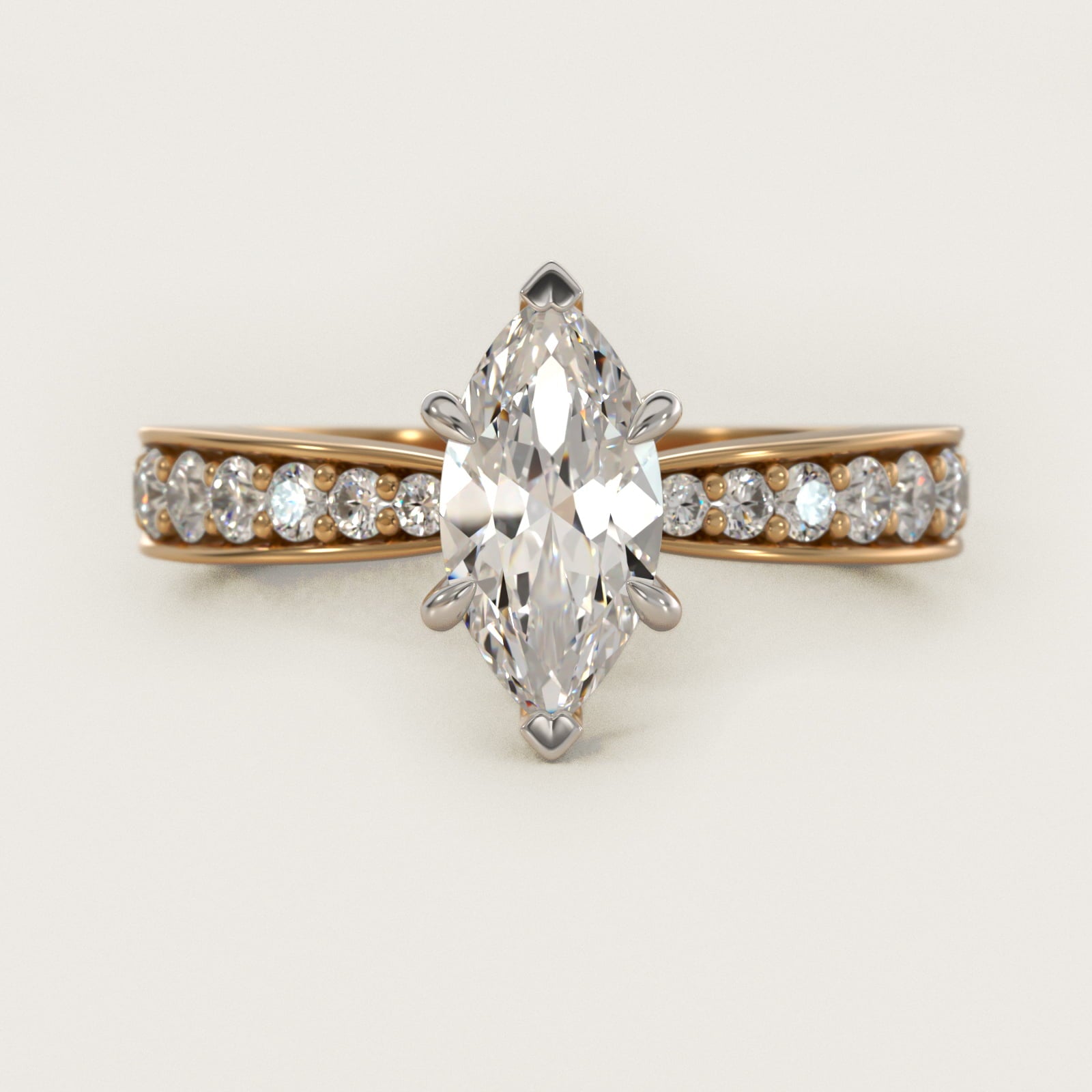 Perfect PavŽ Diamond Engagement Ring In 18k Yellow Gold By James Allen - Marquise Center