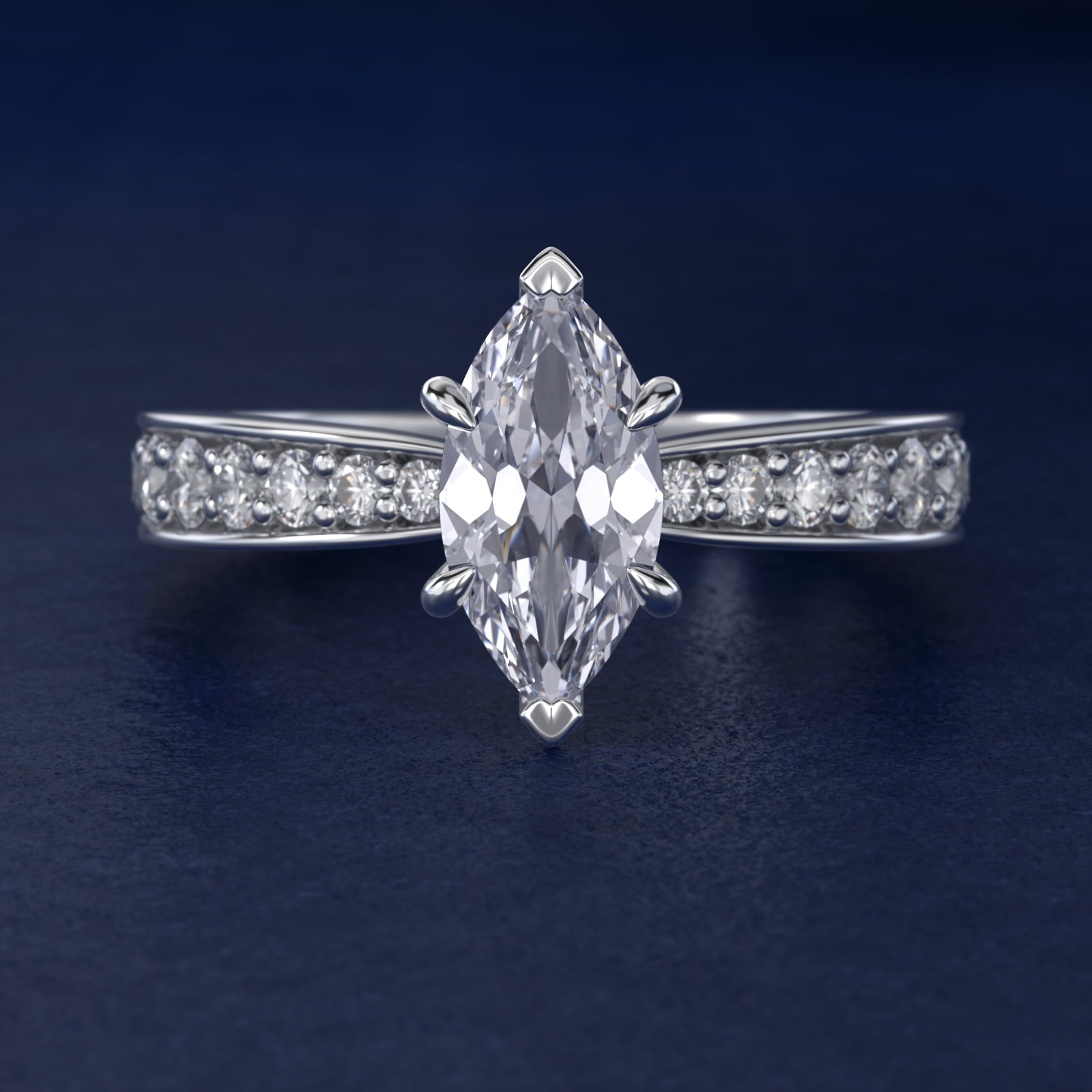 Perfect PavŽ Diamond Engagement Ring In Platinum By James Allen - Marquise Center