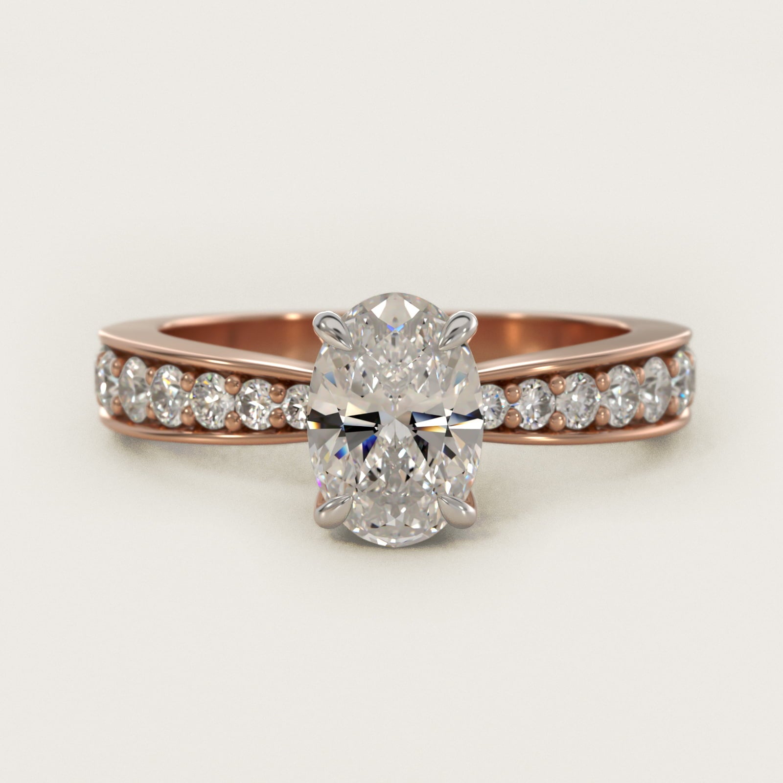 Perfect PavŽ Diamond Engagement Ring In 14K Rose Gold By James Allen - Oval Center