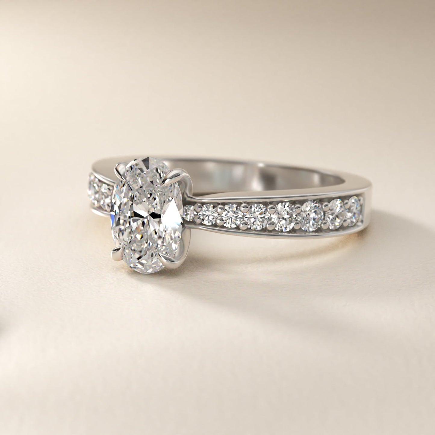 Perfect PavŽ Diamond Engagement Ring In 14K White Gold By James Allen - Oval Center
