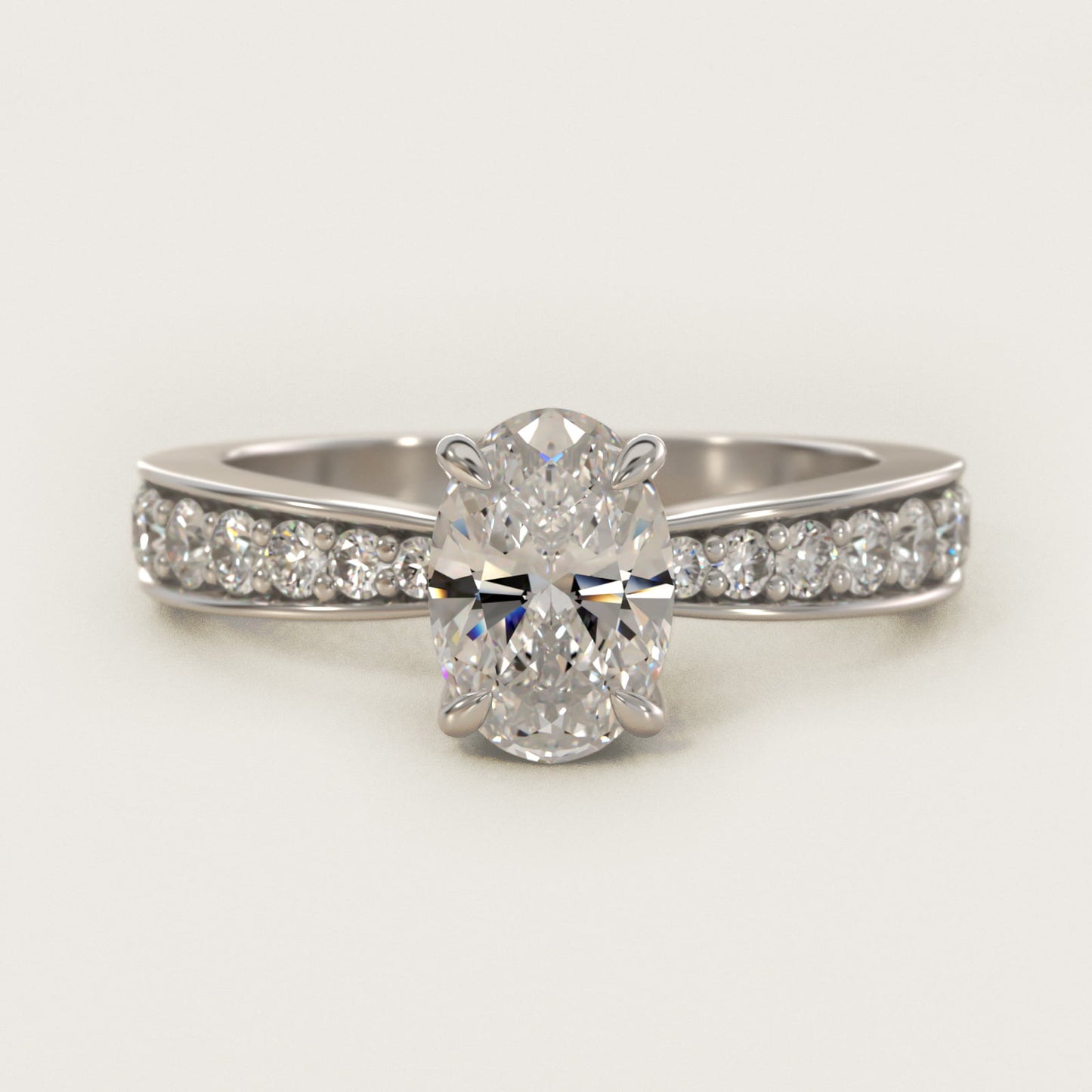 Perfect PavŽ Diamond Engagement Ring In Platinum By James Allen - Oval Center