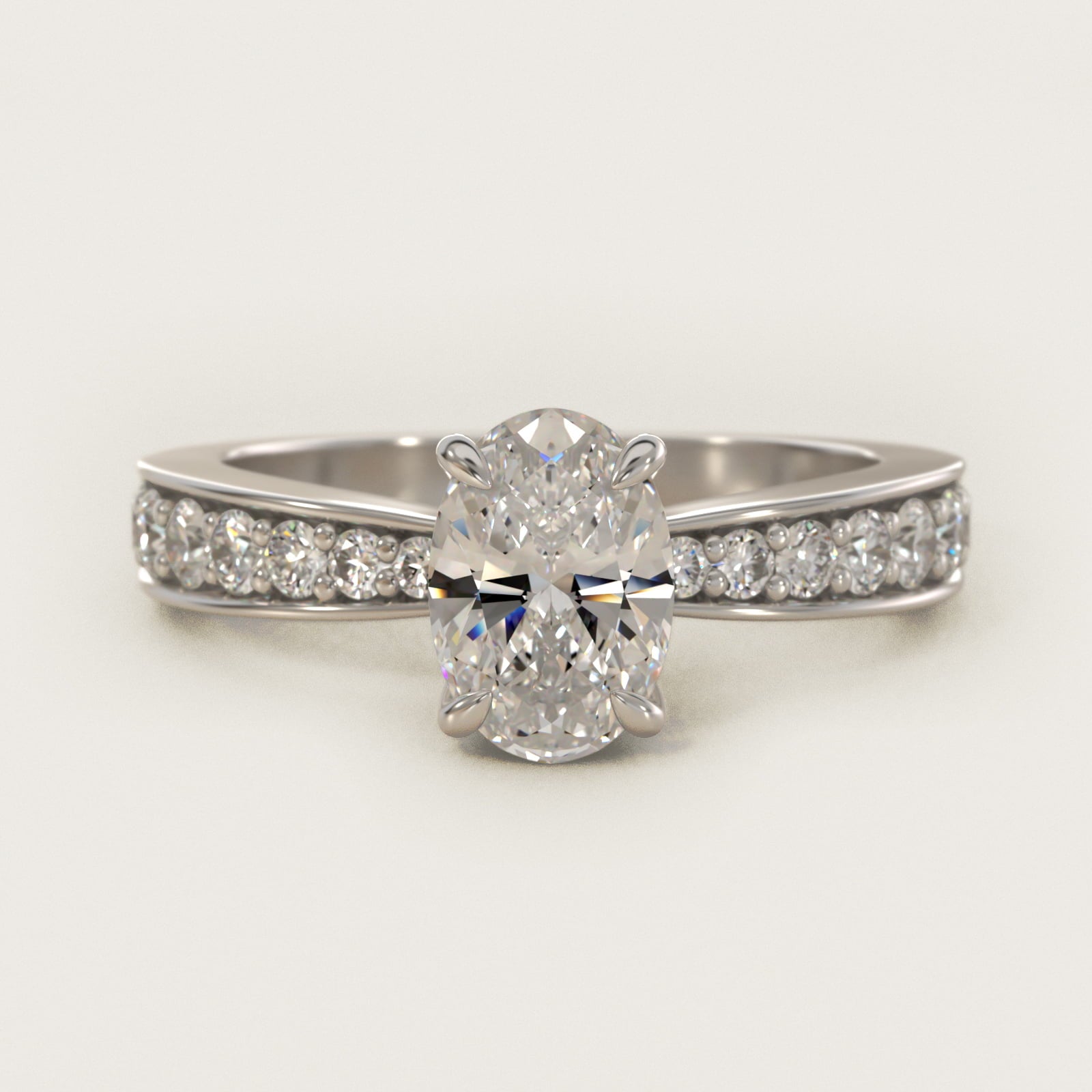 Perfect PavŽ Diamond Engagement Ring In Platinum By James Allen - Oval Center