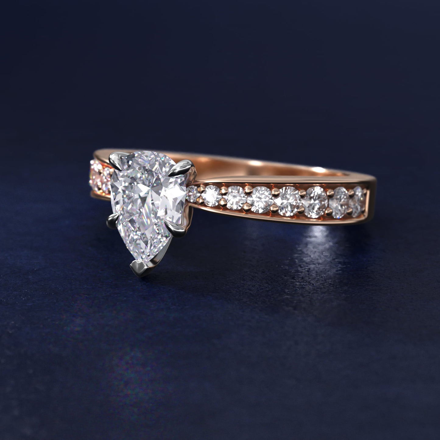 Perfect PavŽ Diamond Engagement Ring In 18k Rose Gold By James Allen - Pear Center