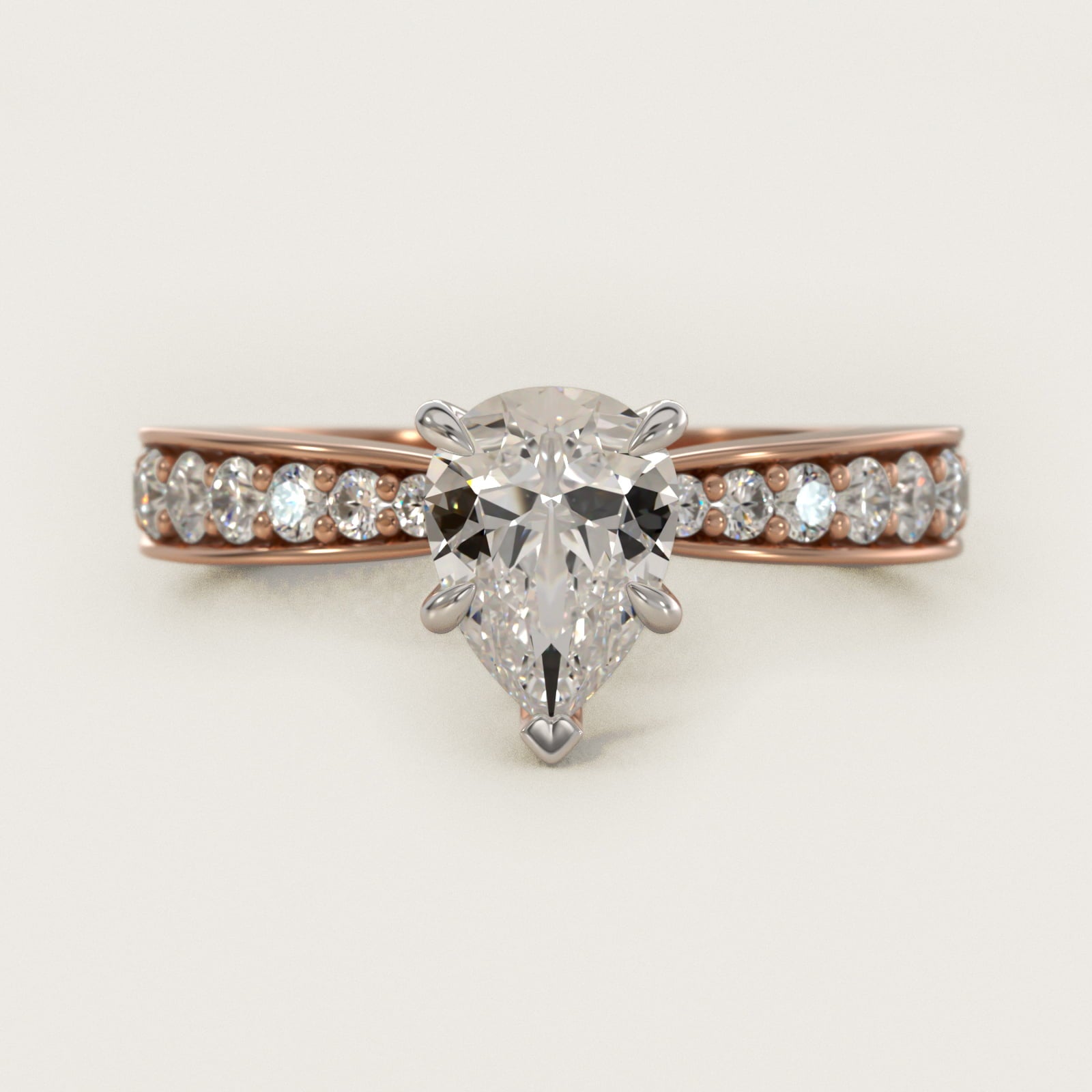 Perfect PavŽ Diamond Engagement Ring In 14K Rose Gold By James Allen - Pear Center