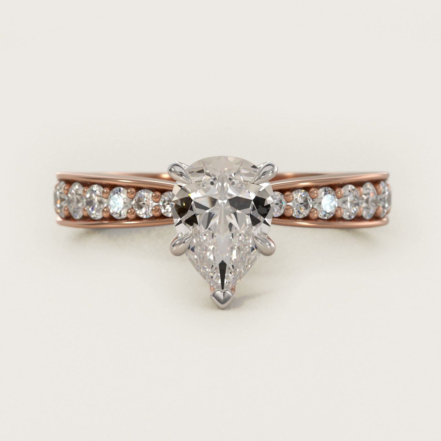 Perfect PavŽ Diamond Engagement Ring In 18k Rose Gold By James Allen - Pear Center