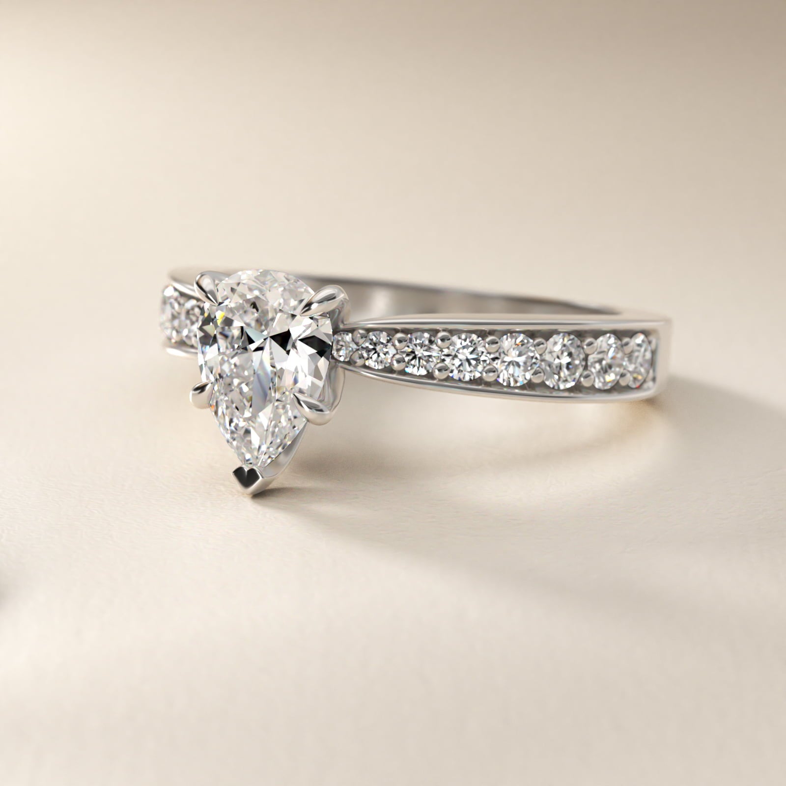 Perfect PavŽ Diamond Engagement Ring In 14K White Gold By James Allen - Pear Center
