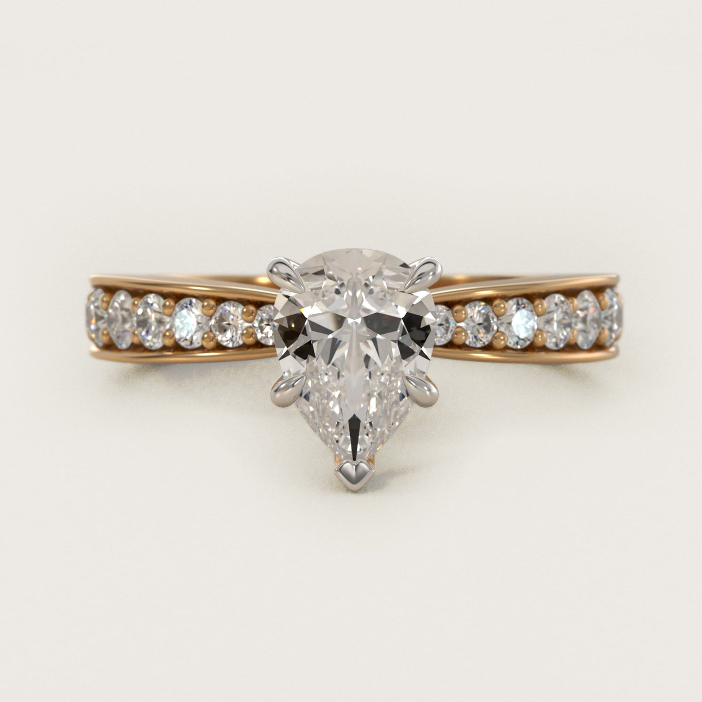 Perfect PavŽ Diamond Engagement Ring In 14K Yellow Gold By James Allen - Pear Center