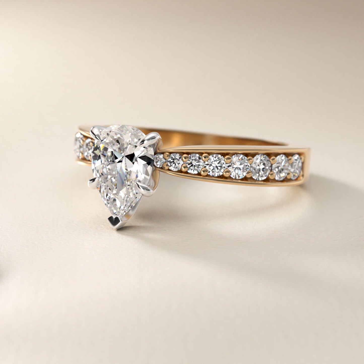 Perfect PavŽ Diamond Engagement Ring In 18k Yellow Gold By James Allen - Pear Center
