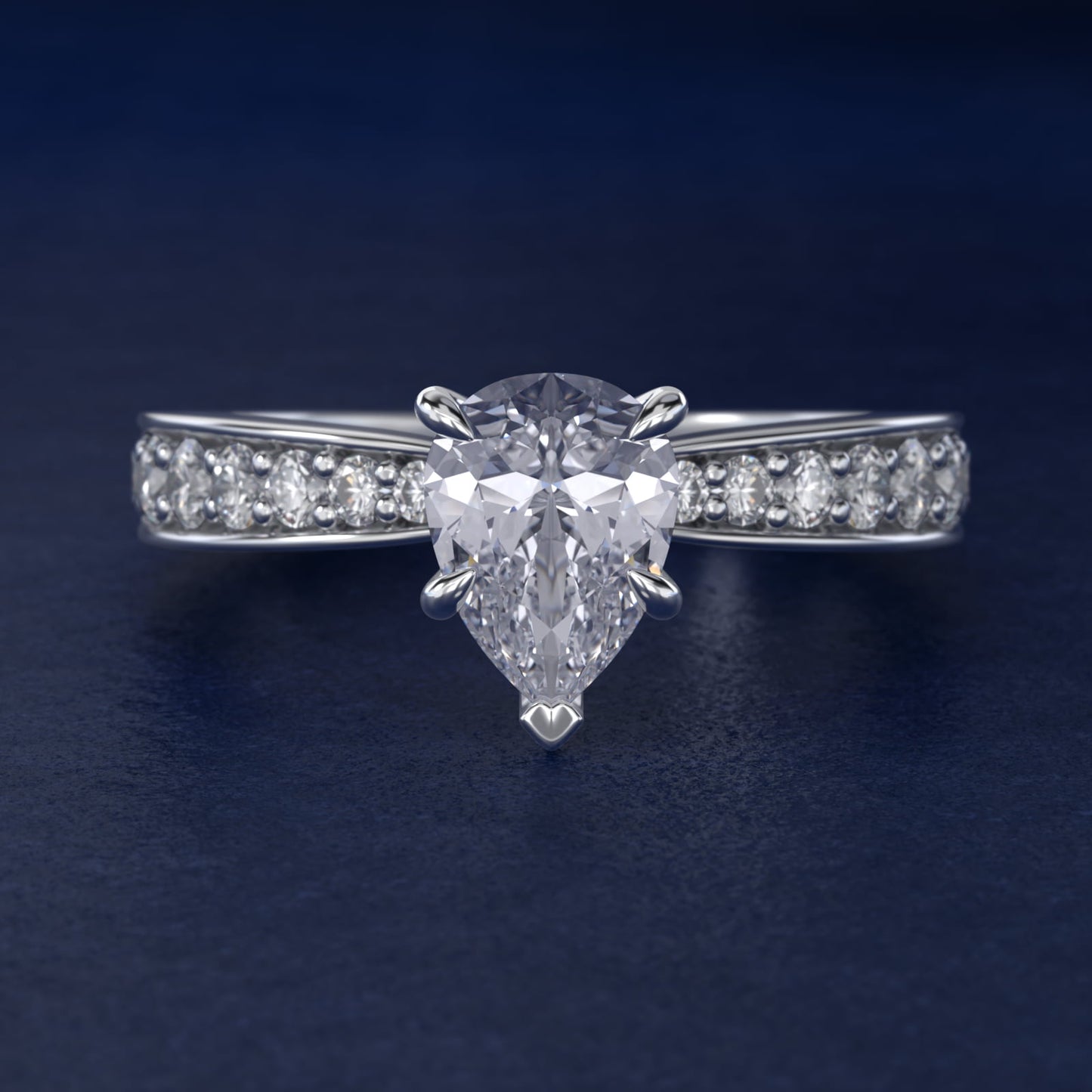 Perfect PavŽ Diamond Engagement Ring In Platinum By James Allen - Pear Center