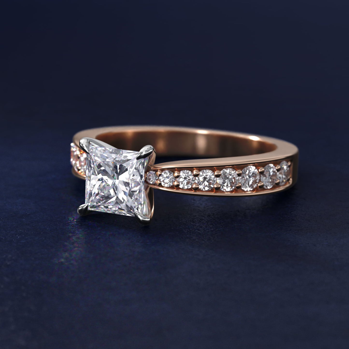 Perfect PavŽ Diamond Engagement Ring In 14K Rose Gold By James Allen - Princess Center